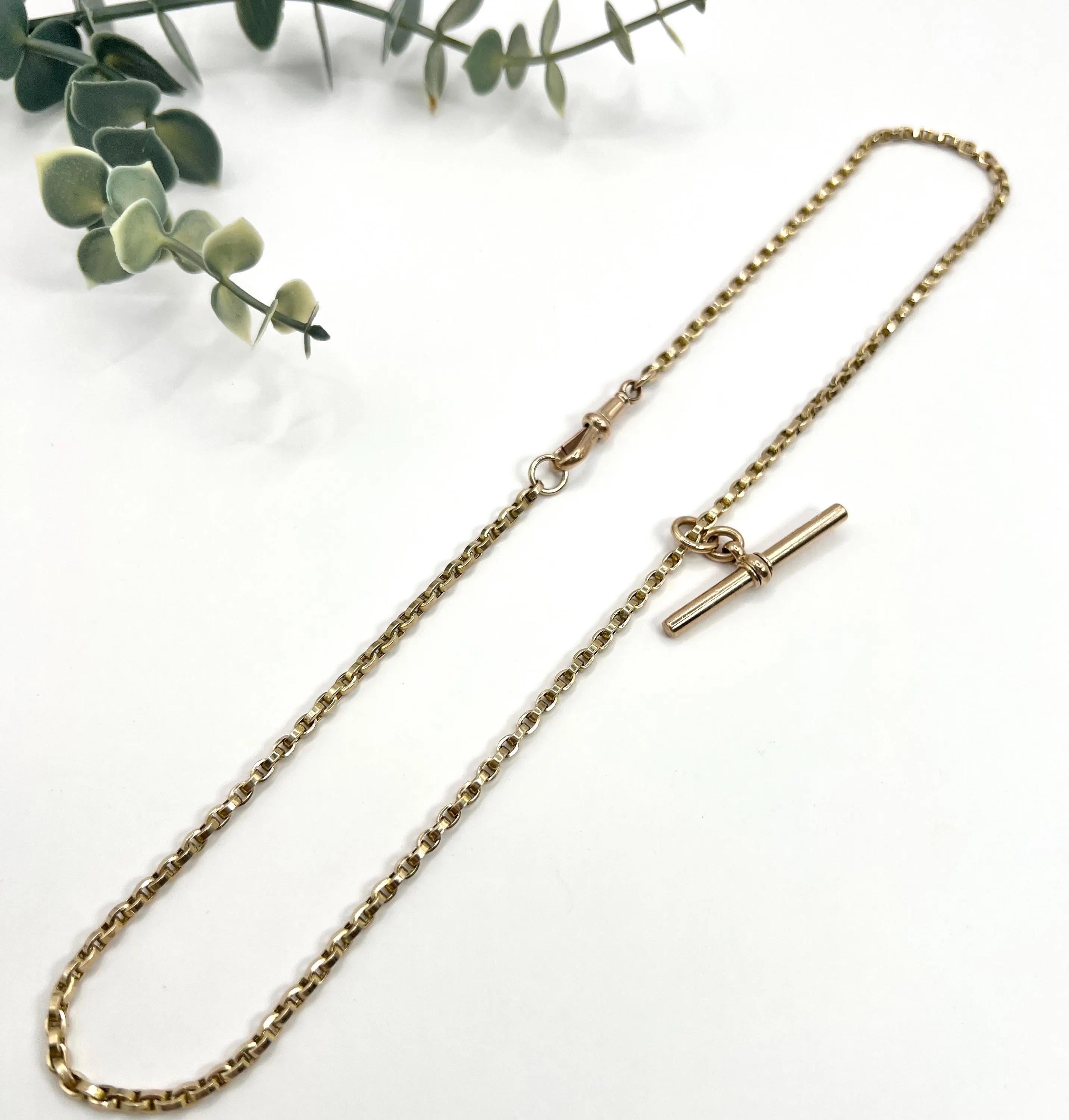 Antique 9ct Yellow Gold, Victorian 20 1/2 Inch Rolo Link Albert Chain 7
