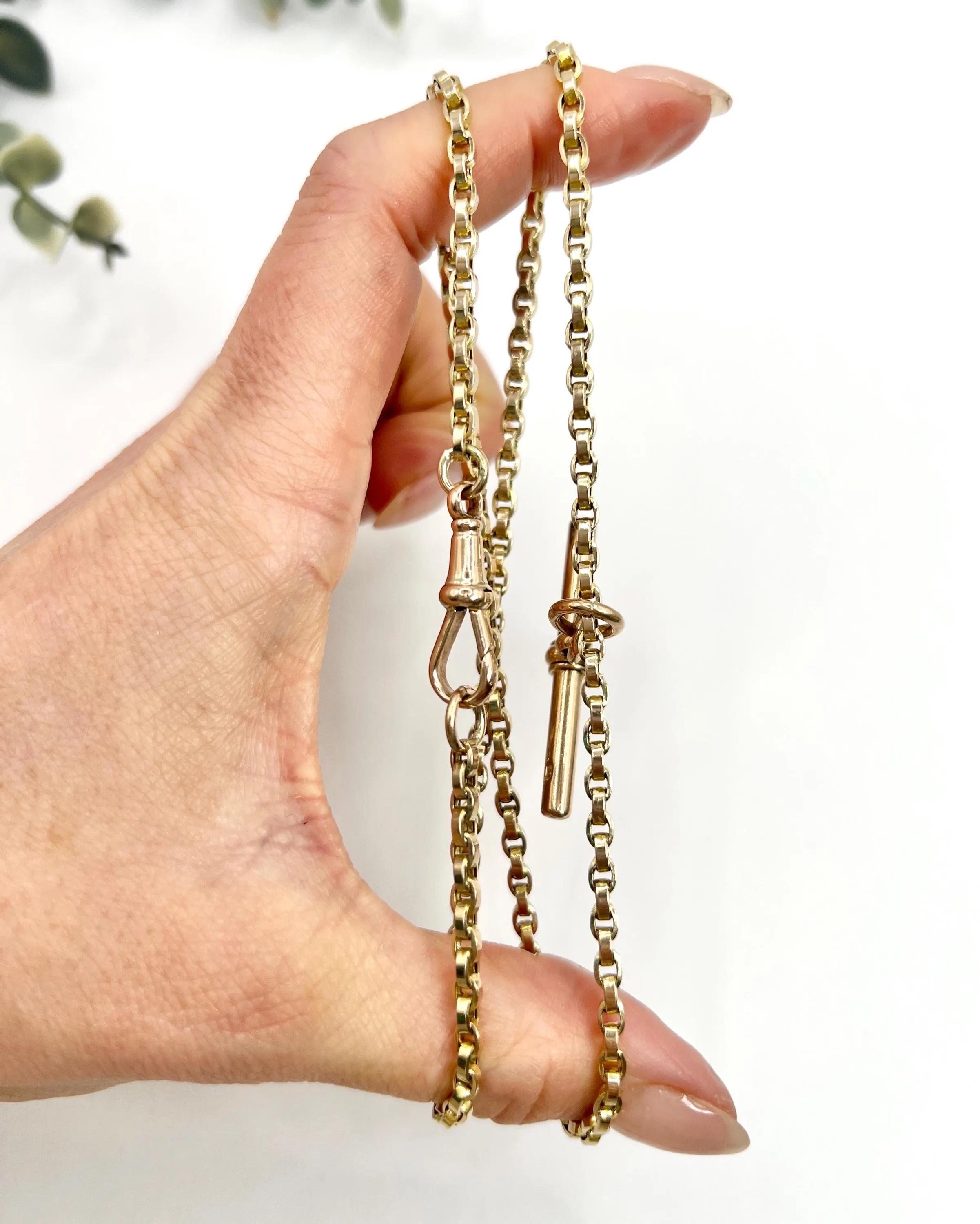 Antique 9ct Yellow Gold, Victorian 20 1/2 Inch Rolo Link Albert Chain 1