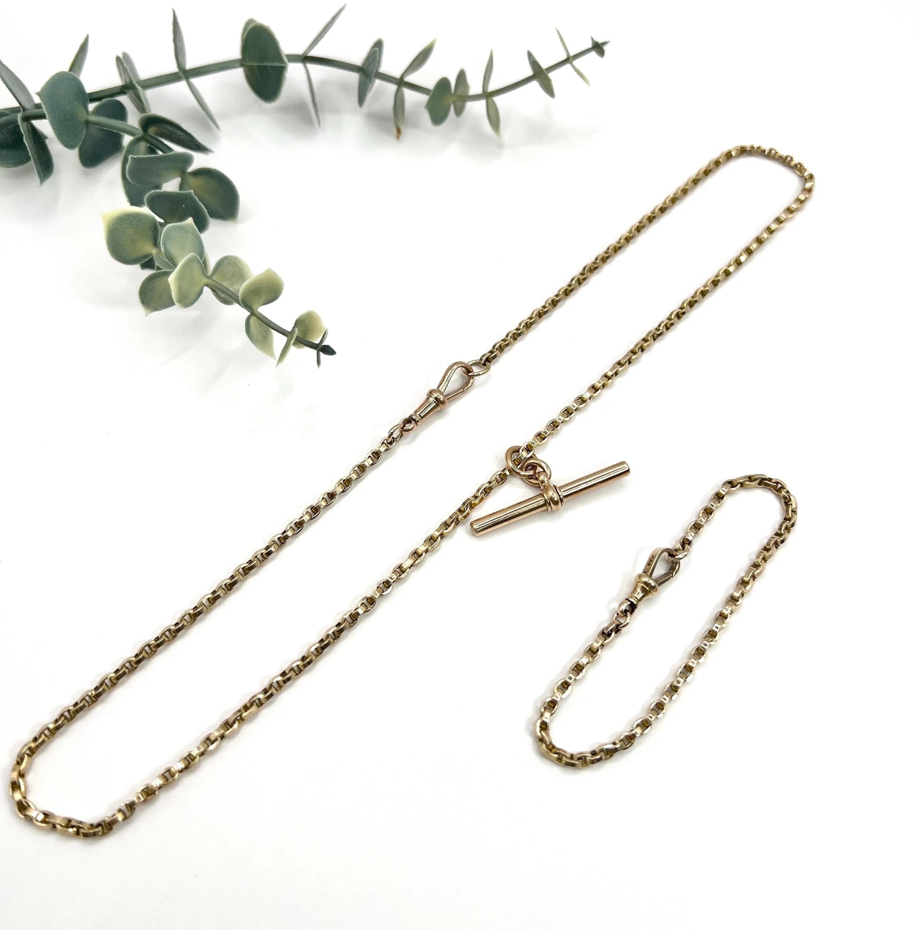Antique 9ct Yellow Gold, Victorian 20 1/2 Inch Rolo Link Albert Chain 3