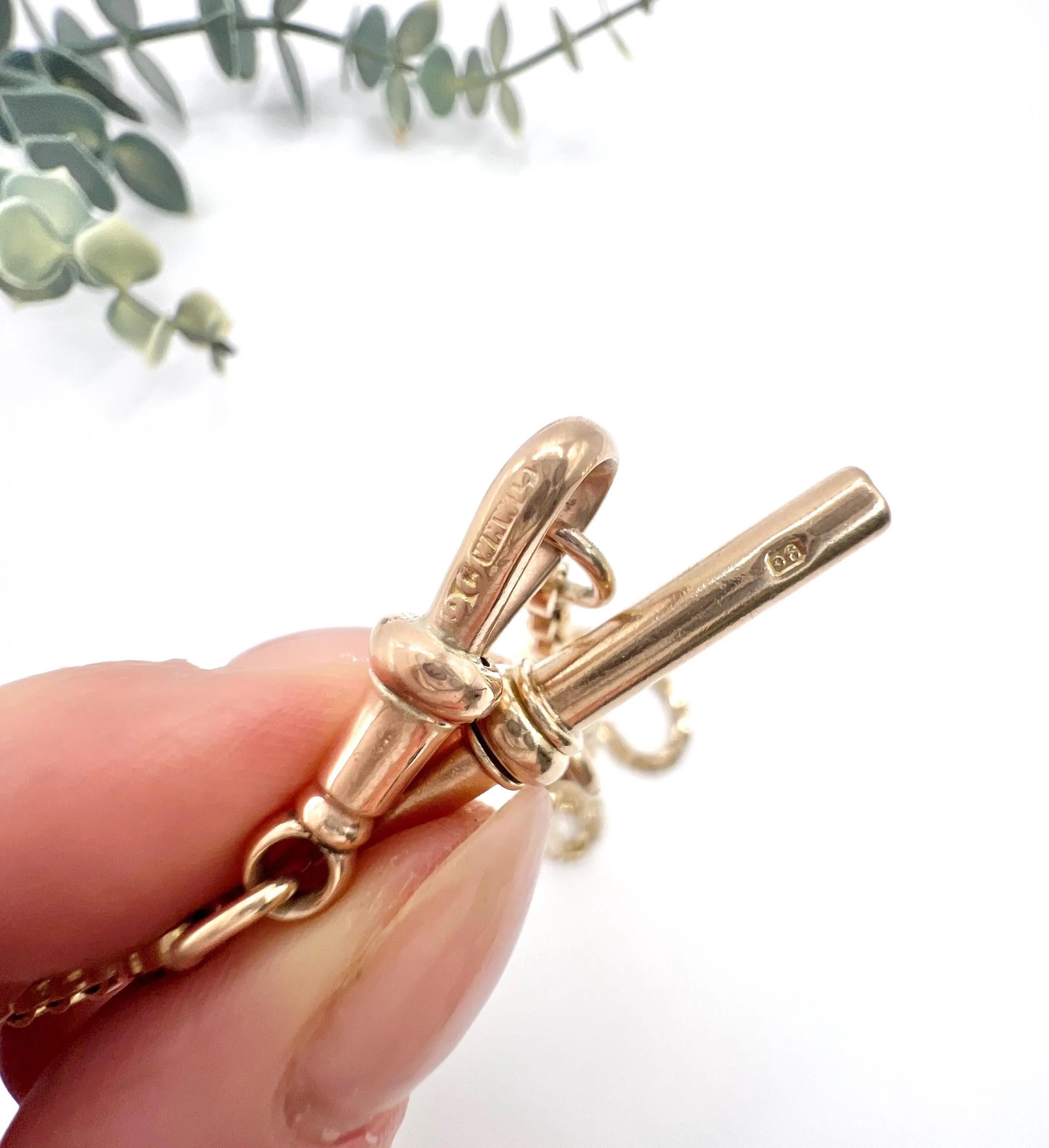 Antique 9ct Yellow Gold, Victorian 20 1/2 Inch Rolo Link Albert Chain 4