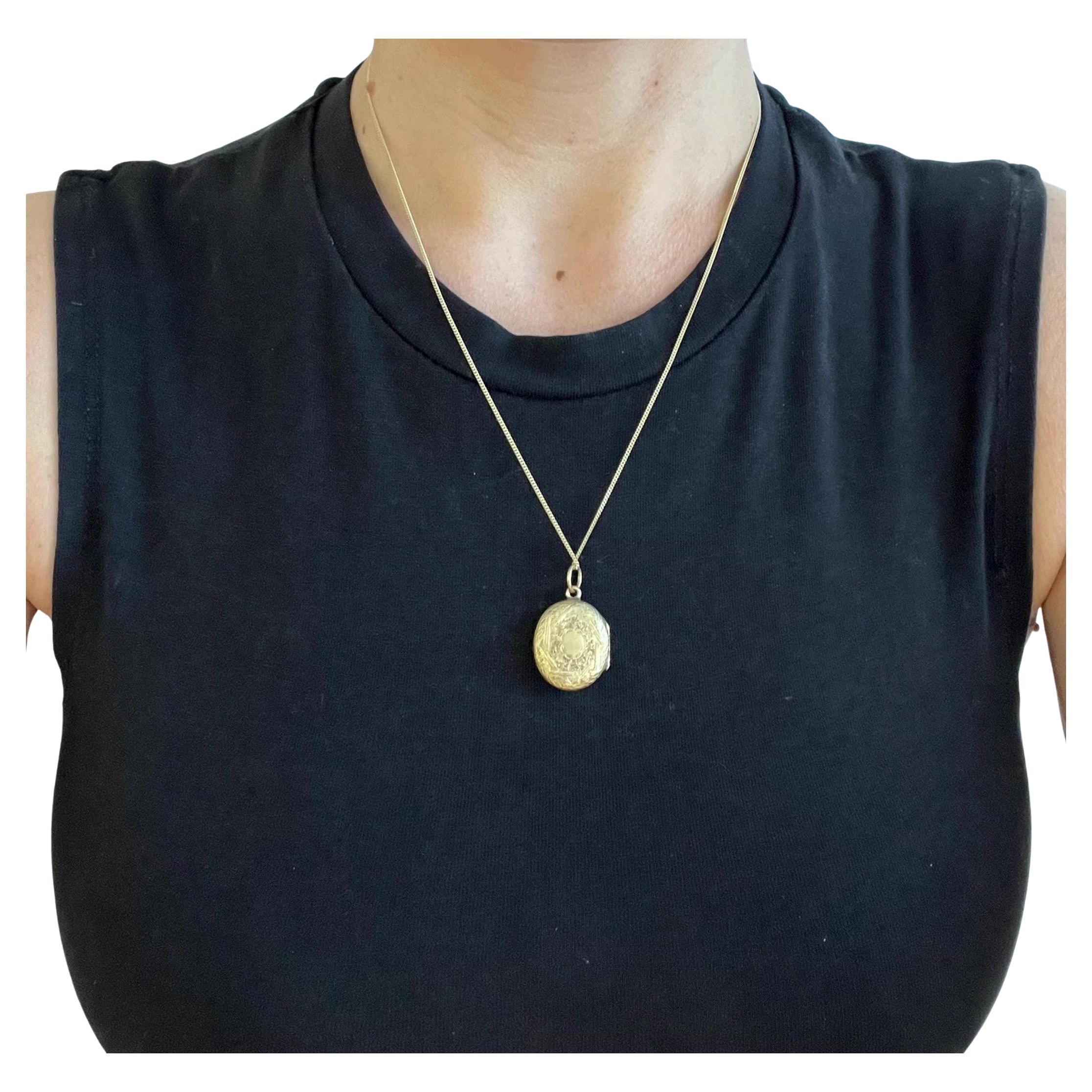 Antique 9ct Yellow Gold, Victorian Engraved Oval Locket, Circa 1880