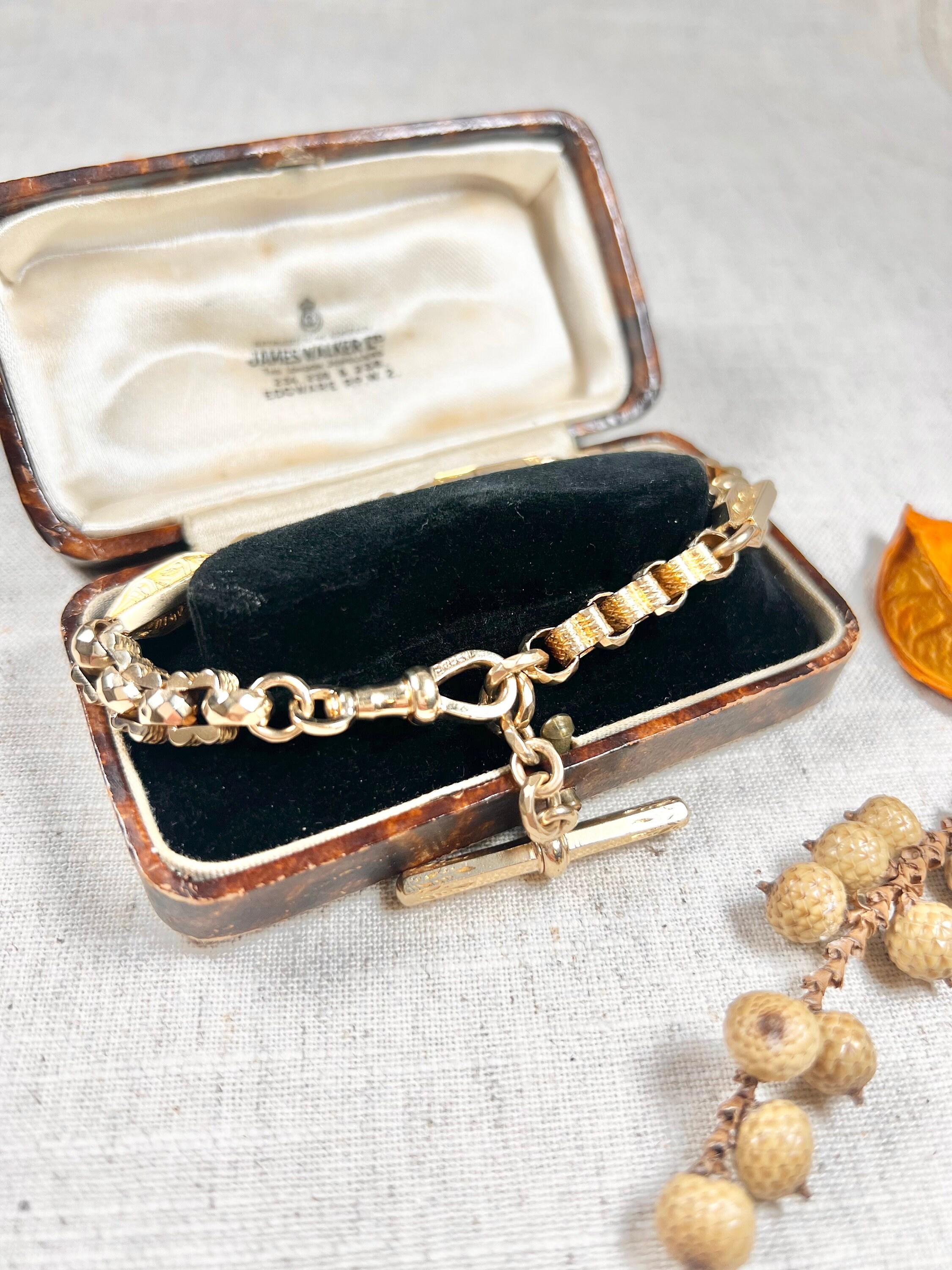 Antike 9ct Gelbgold viktorianischen Fancy Link Albert-Armband im Angebot 2