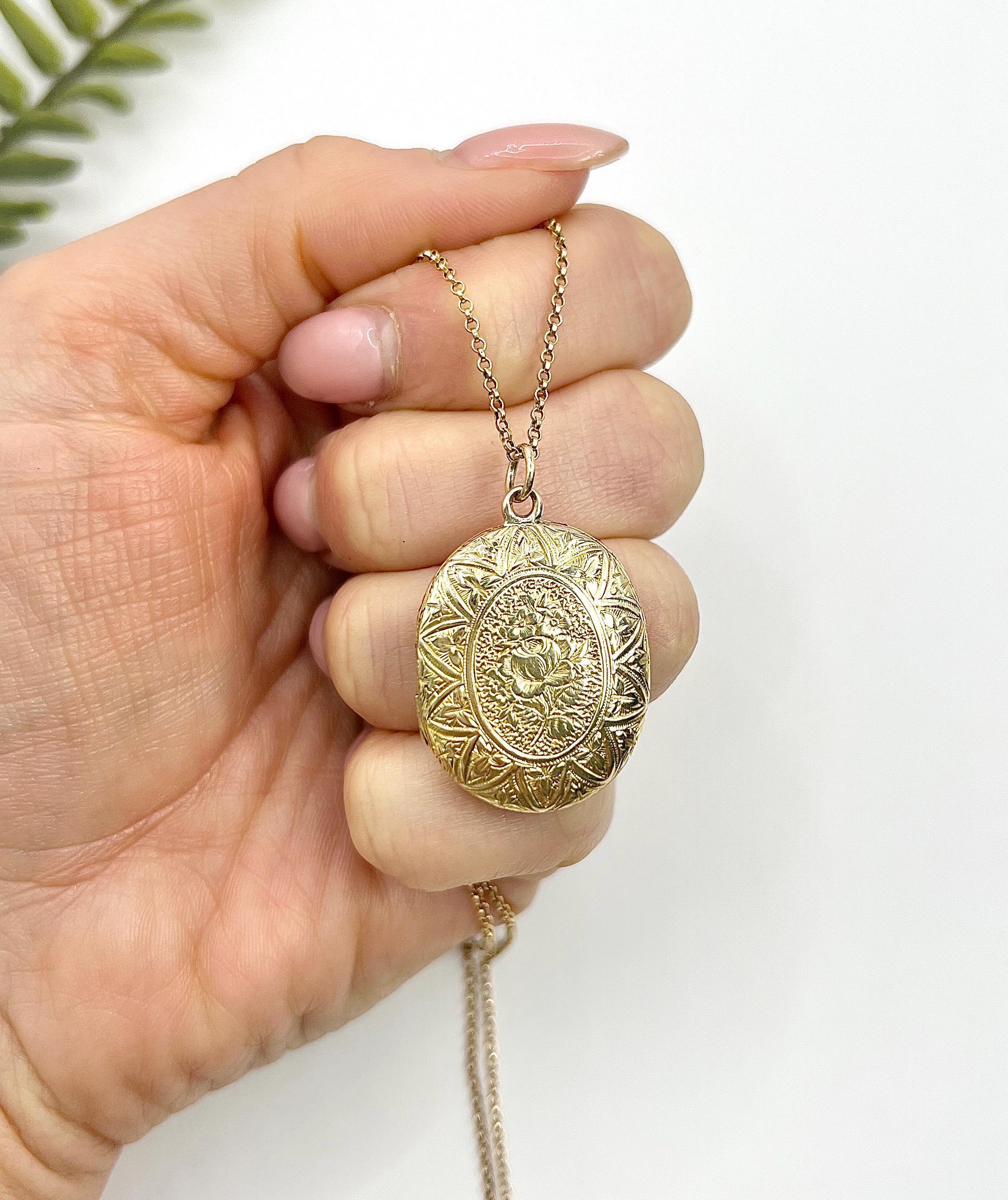 Antique Gold Locket

9ct Yellow Gold

Circa 1880

Discover the exquisite charm of this 9ct Yellow Gold Victorian Locket. Oval-shaped and thoughtfully designed, this stunning piece showcases intricate floral engravings that capture the essence of