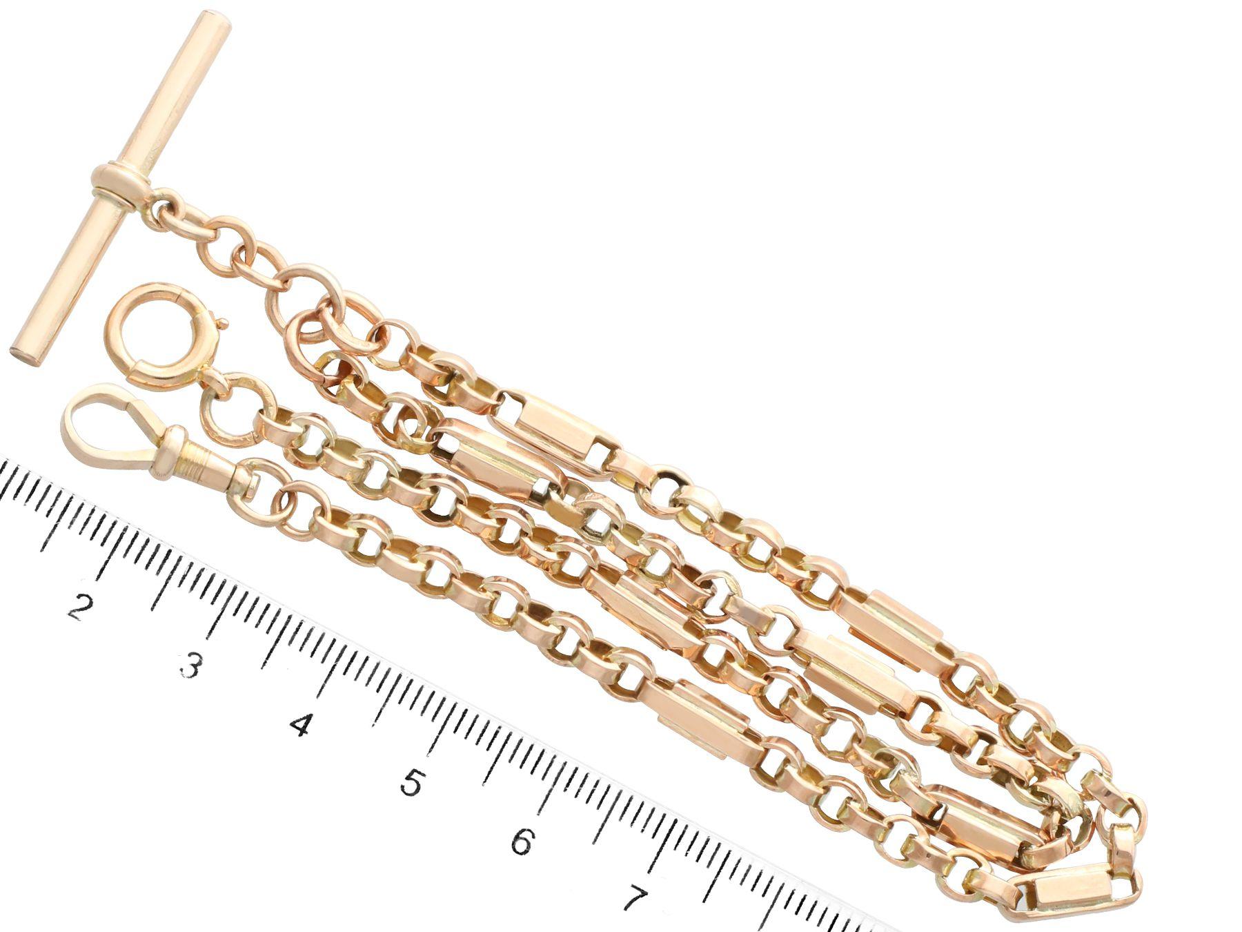 Antique 9K Yellow Gold Watch Chain For Sale 1