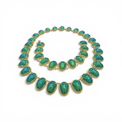 Antique 9k Bloomed Gold Scarab Beetle Necklace Bracelet Set