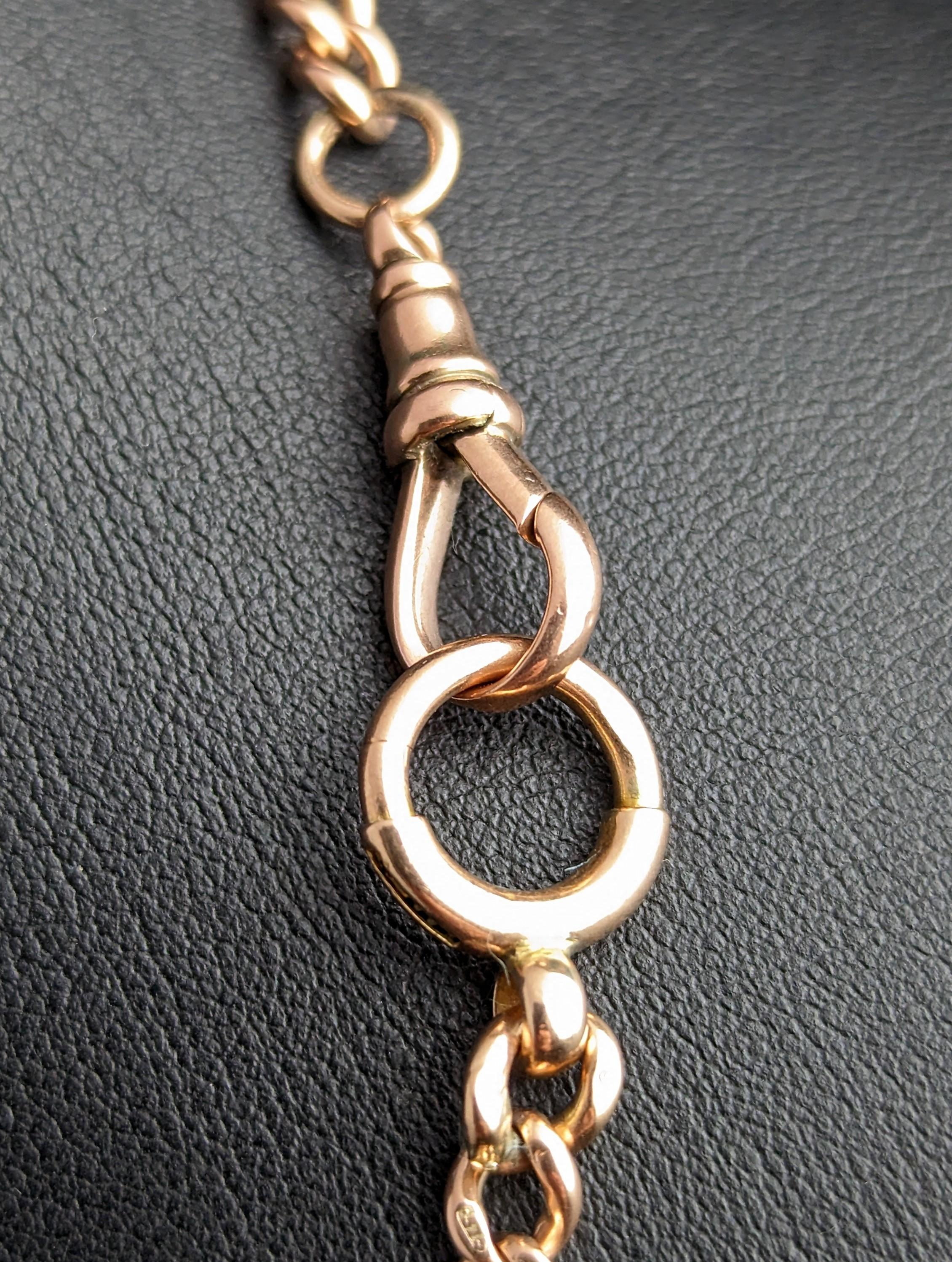 Antique 9k Gold Albert Chain, Curb Link, Edwardian 5