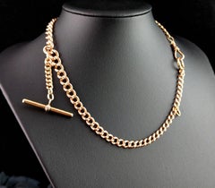 Antique 9k Gold Albert Chain, Curb Link, Edwardian