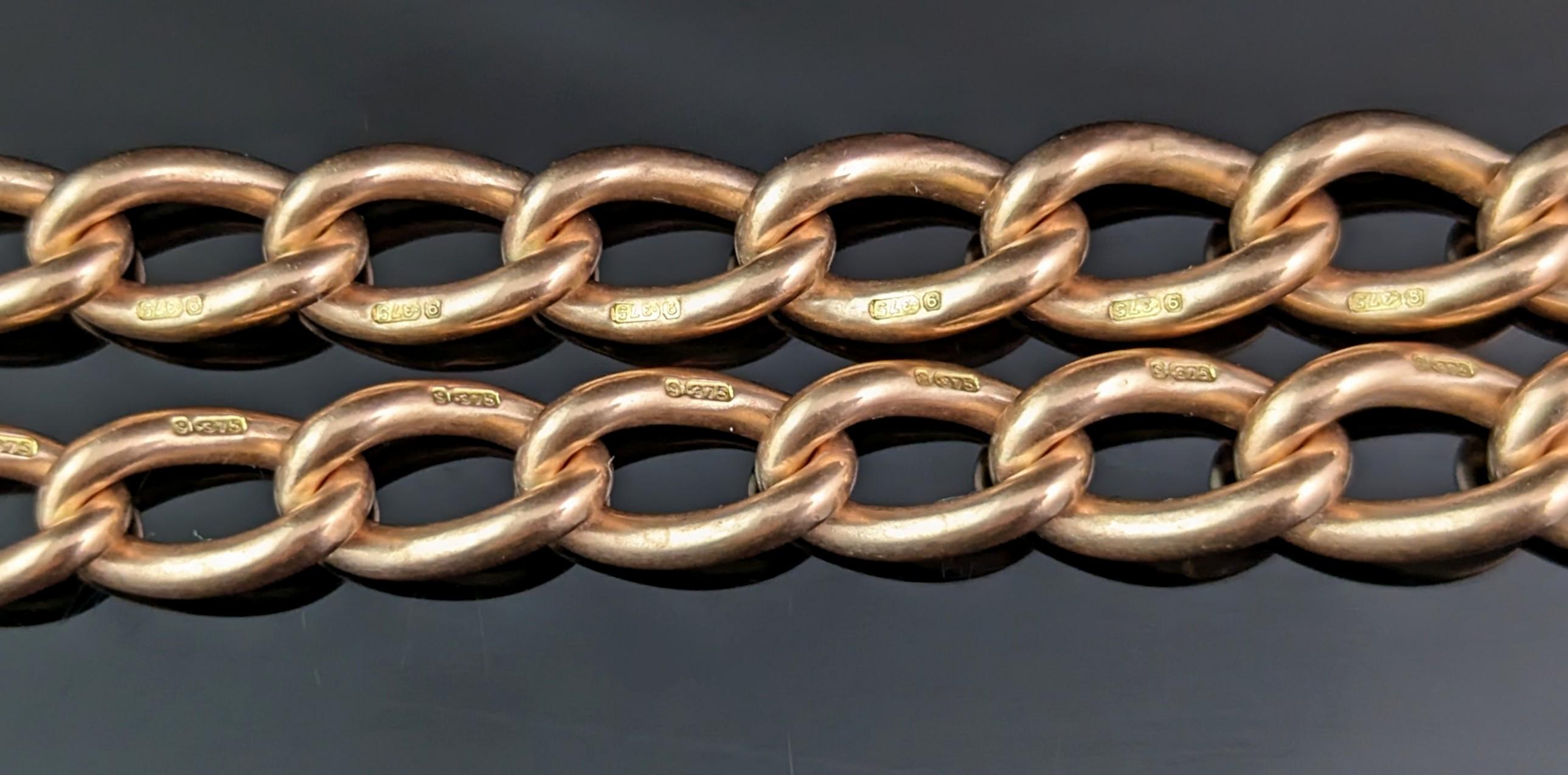 Antique 9k gold Albert chain, heavy, Carnelian swivel fob  2