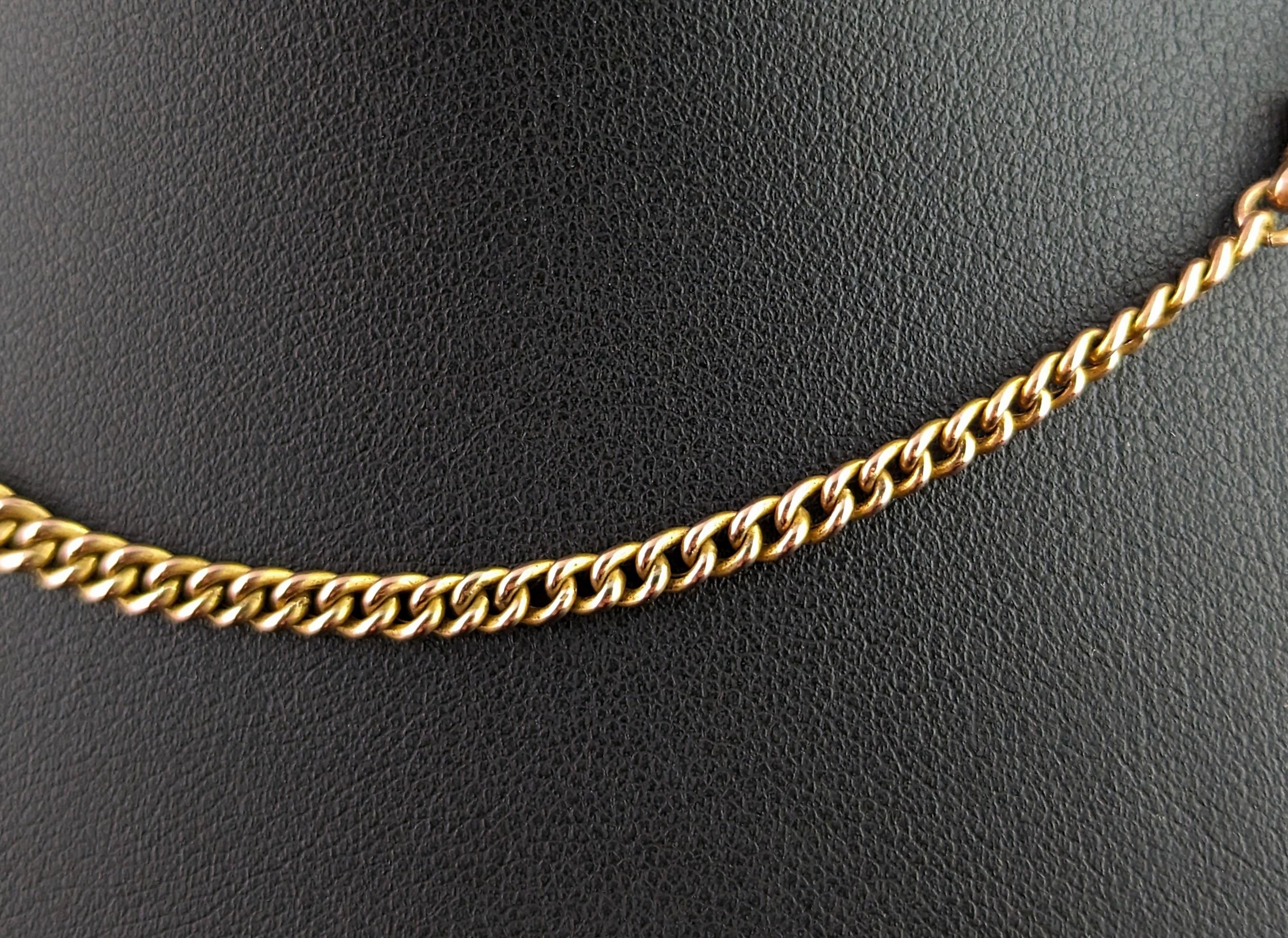 Antique 9k gold Albert chain, watch chain, Art Deco  9