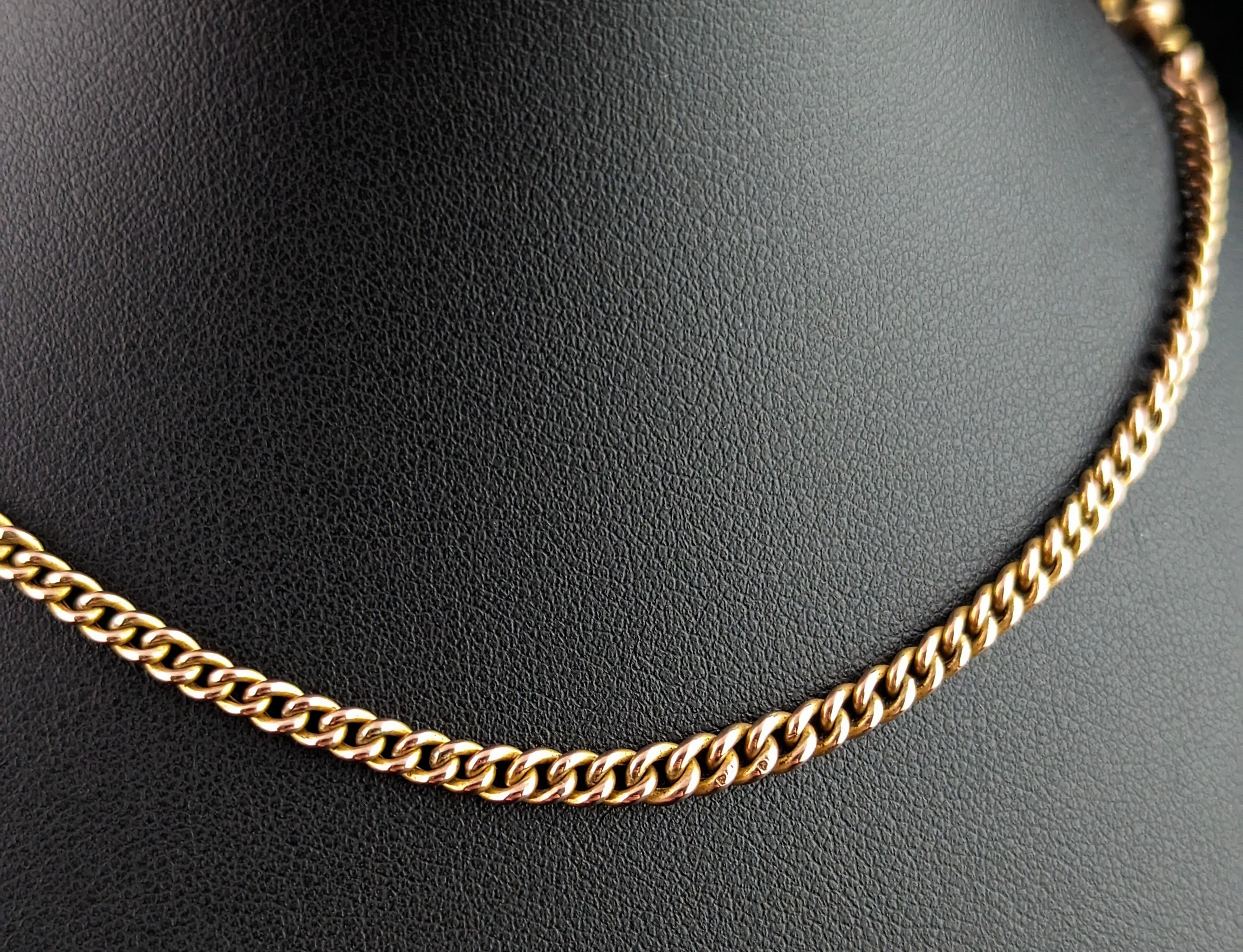 Antique 9k gold Albert chain, watch chain, Art Deco  10