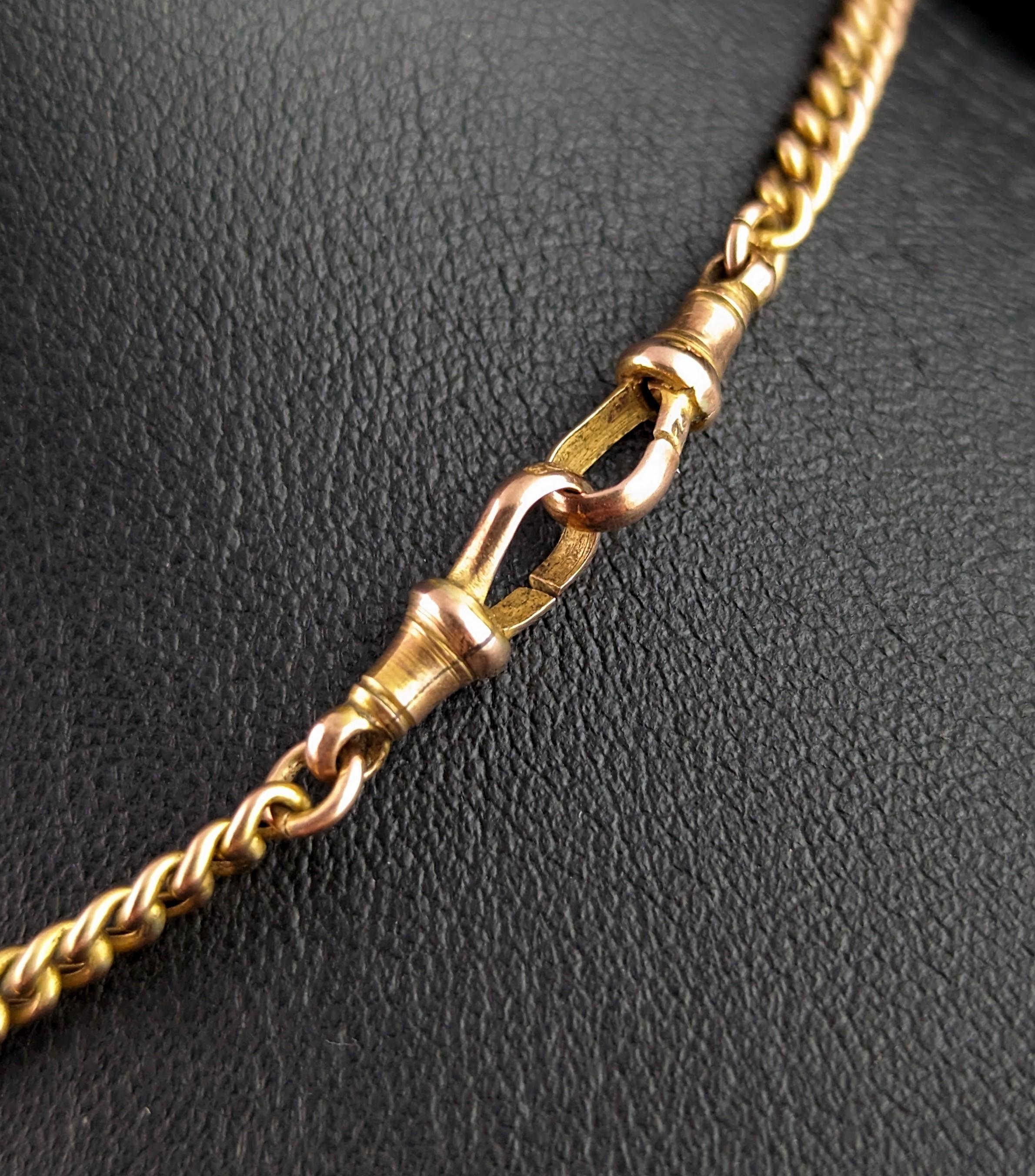 Antique 9k gold Albert chain, watch chain, Art Deco  In Good Condition In NEWARK, GB