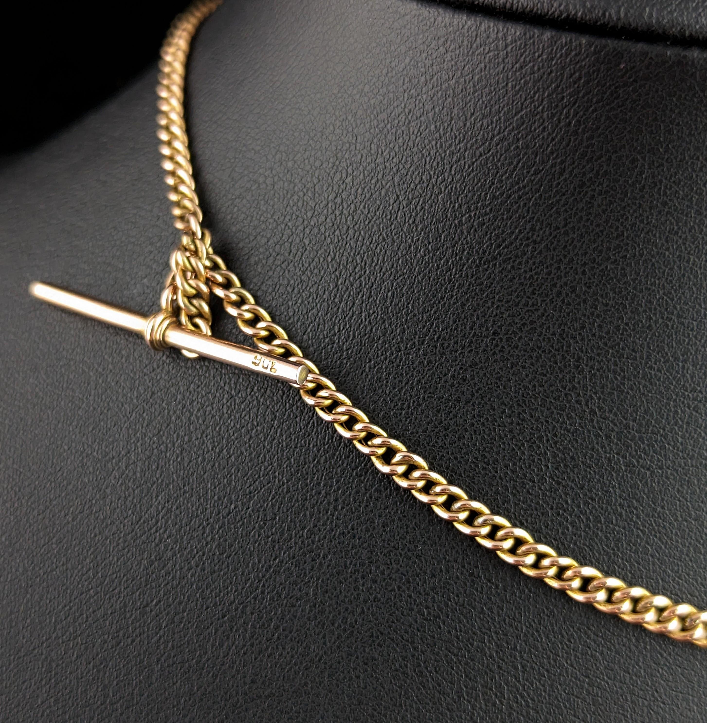 Women's or Men's Antique 9k gold Albert chain, watch chain, Art Deco 
