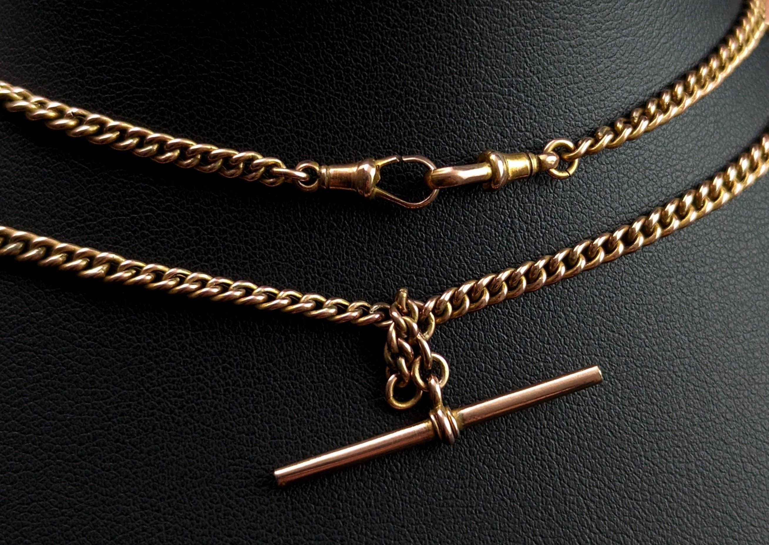 Antique 9k gold Albert chain, watch chain, Art Deco  1