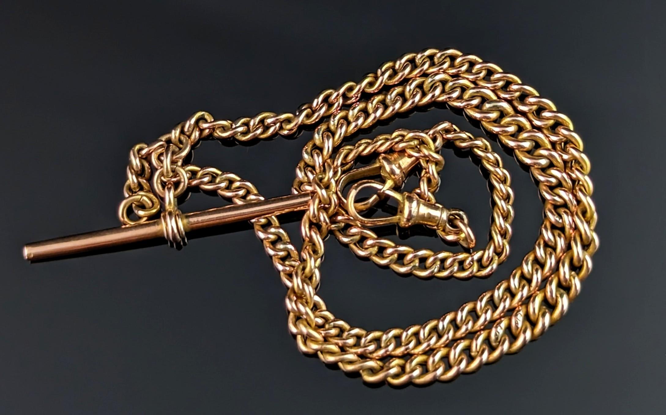 Antique 9k gold Albert chain, watch chain, Art Deco  4