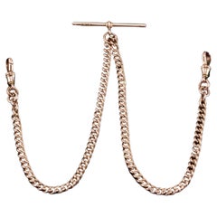 Antique 9K Gold Albert Chain with T Bar 41cm 29.9g - Birmingham c.1910