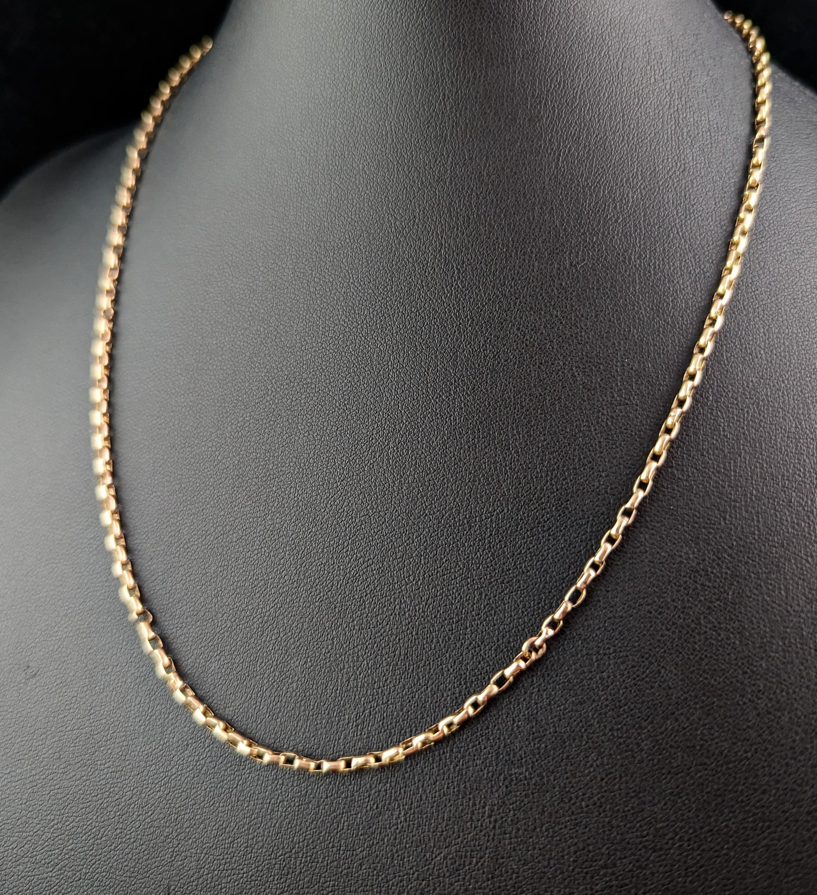 Antique 9k gold belcher link chain necklace  5