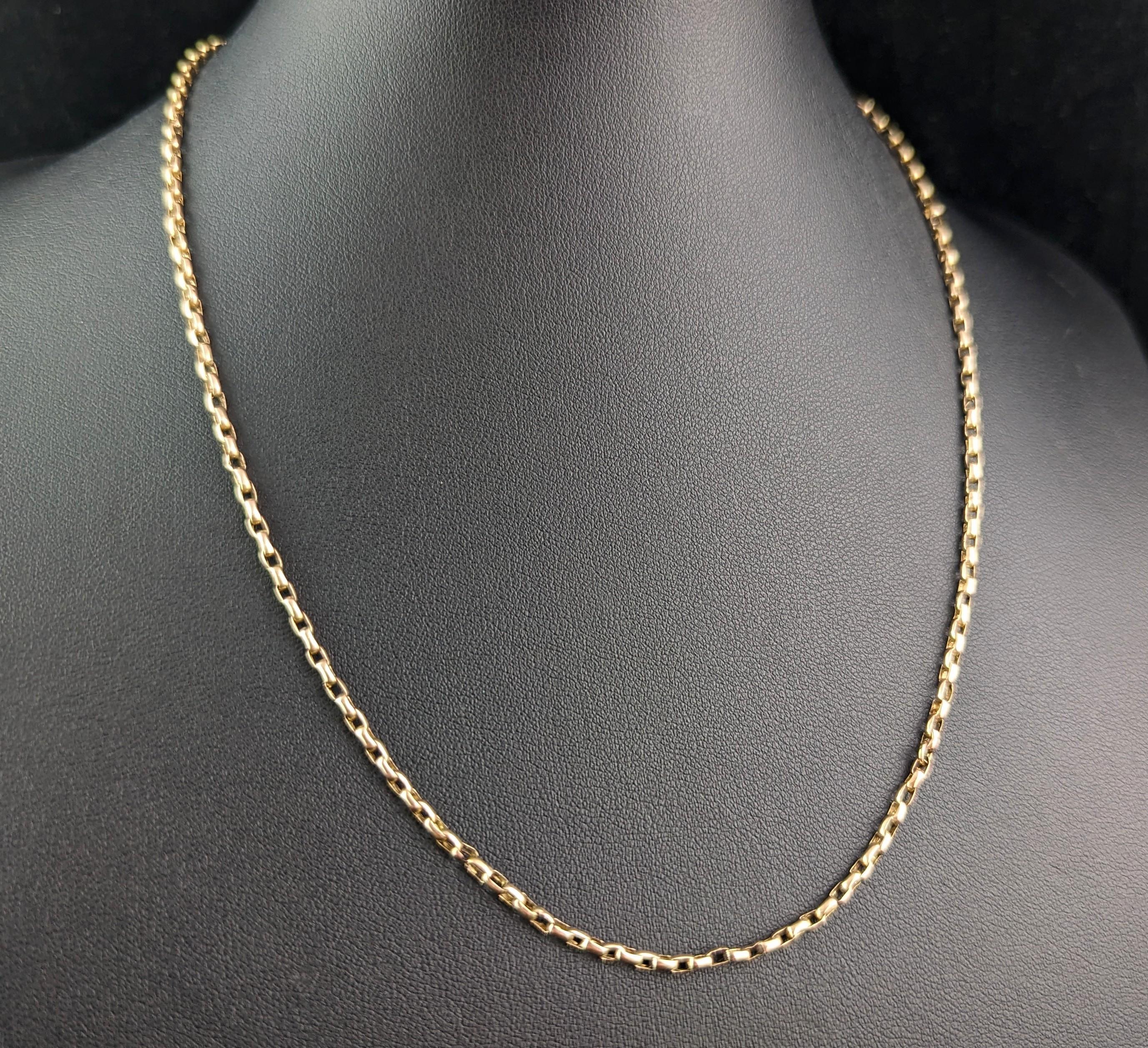 Antique 9k gold belcher link chain necklace  6