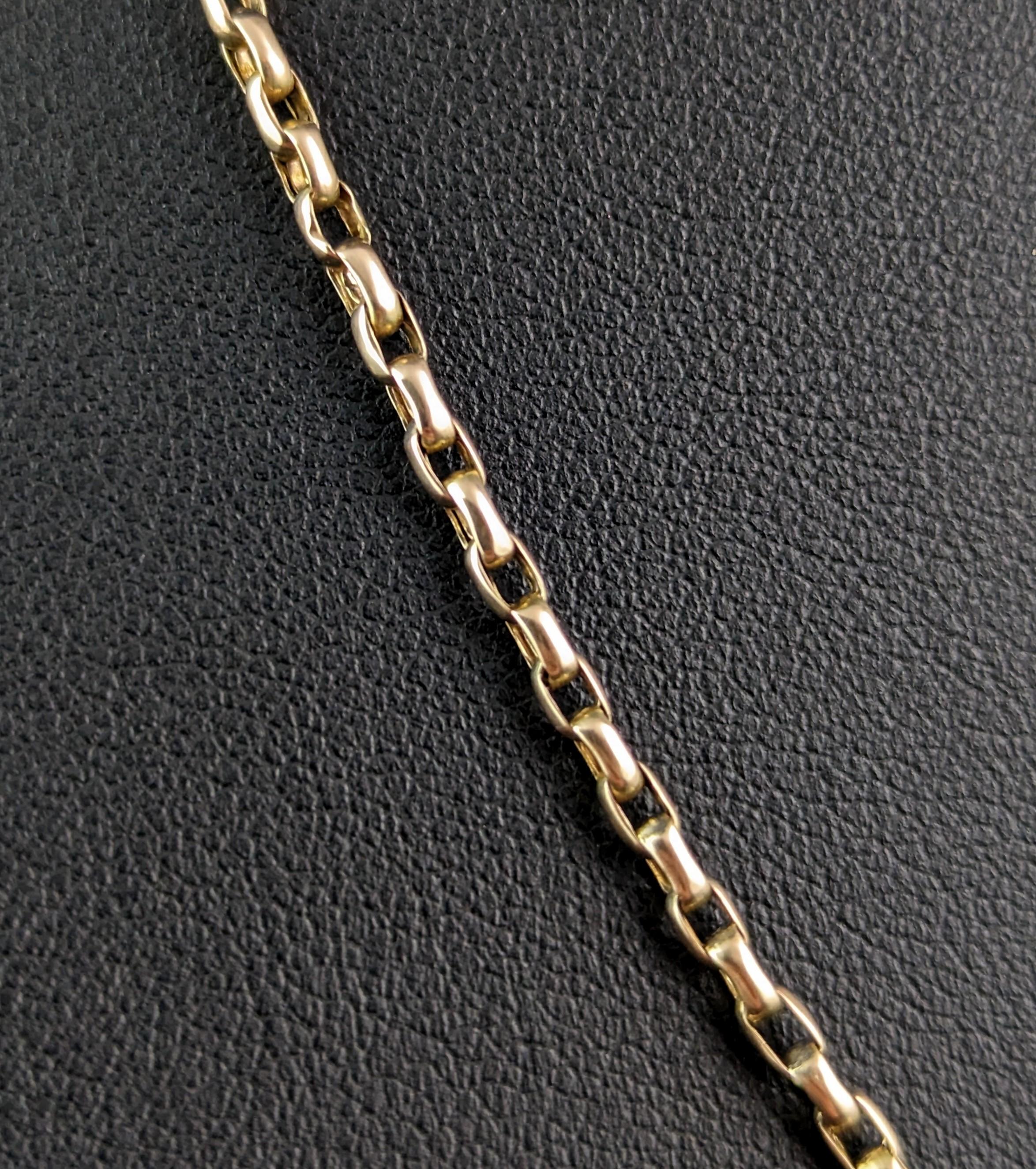 Antique 9k gold belcher link chain necklace  7