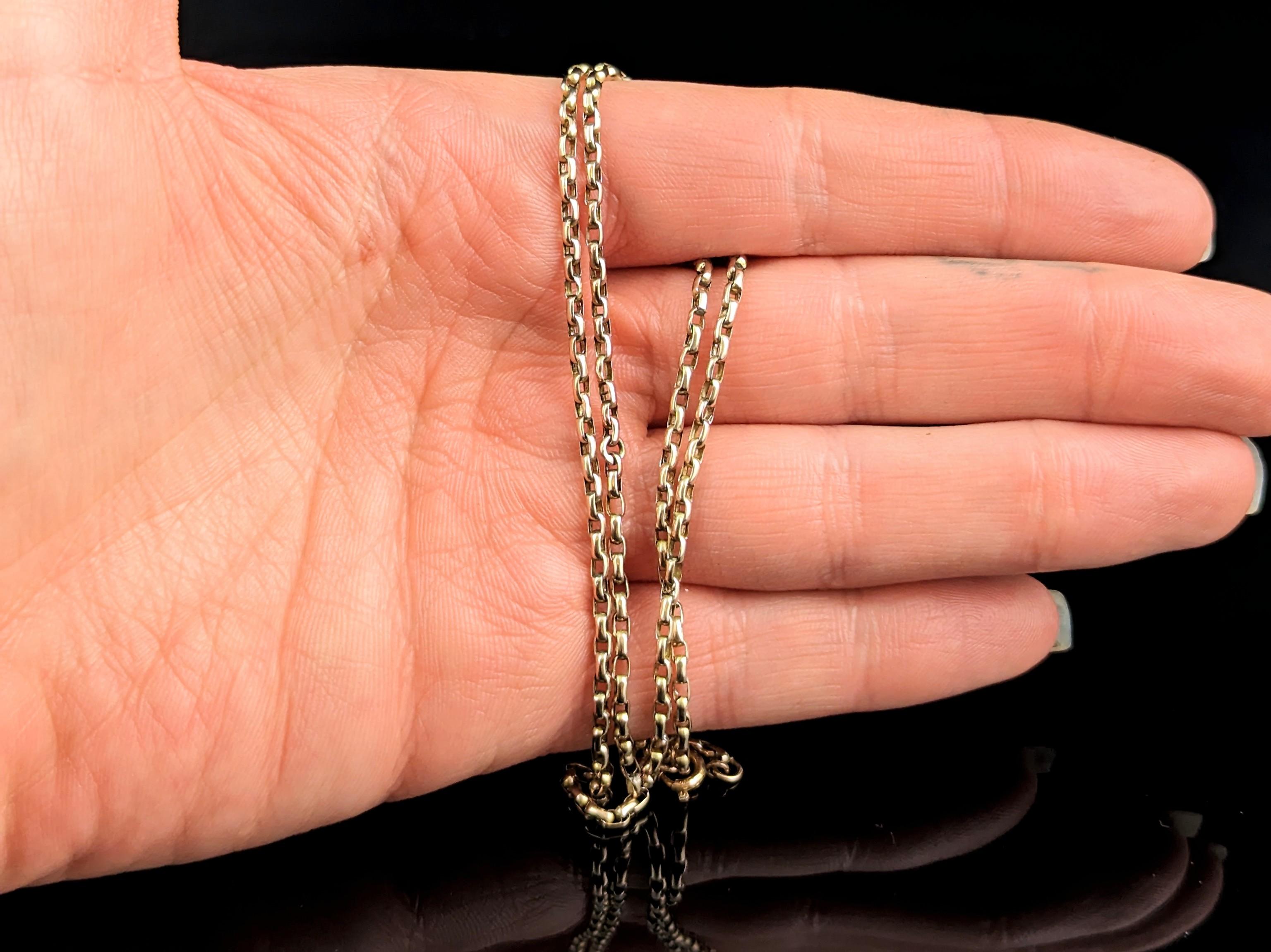 Edwardian Antique 9k gold belcher link chain necklace 