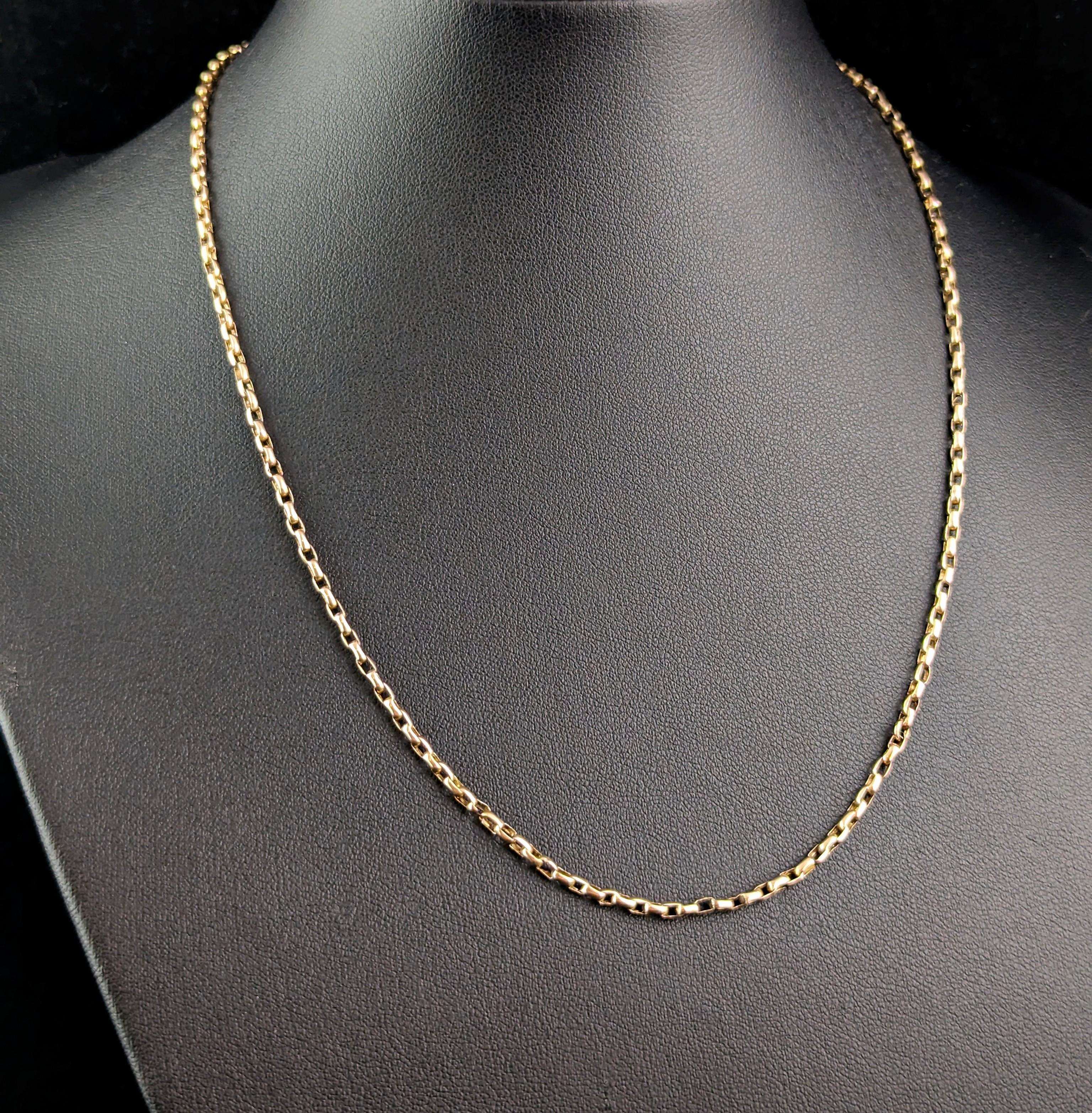 Women's or Men's Antique 9k gold belcher link chain necklace 