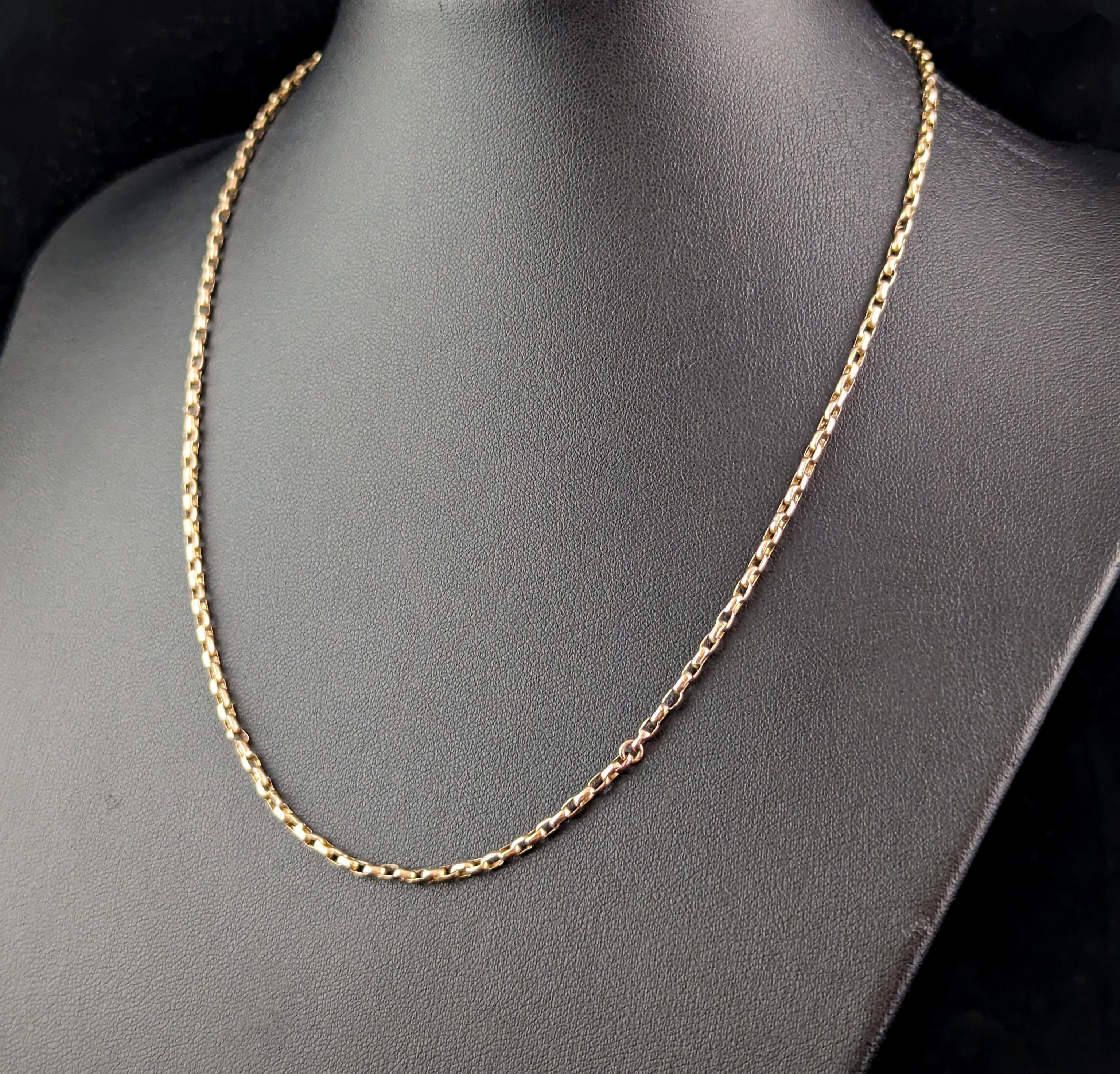 Antique 9k gold belcher link chain necklace  1