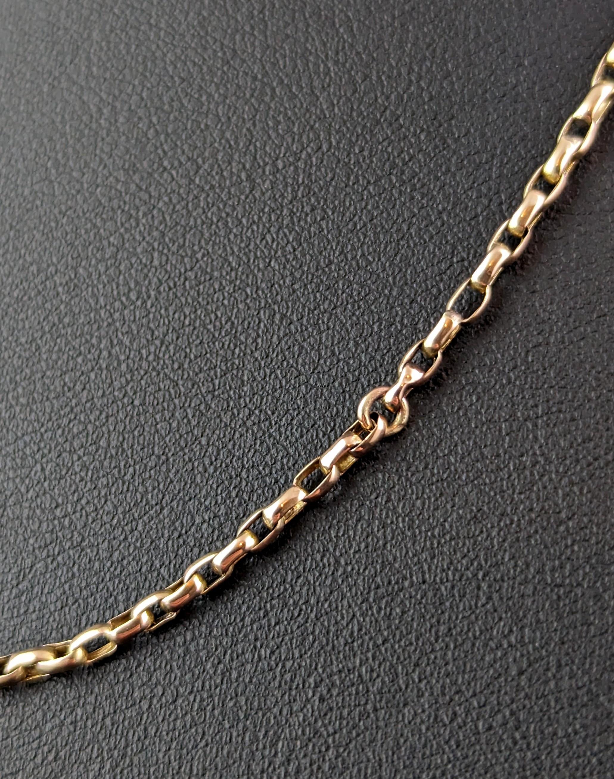Antique 9k gold belcher link chain necklace  2