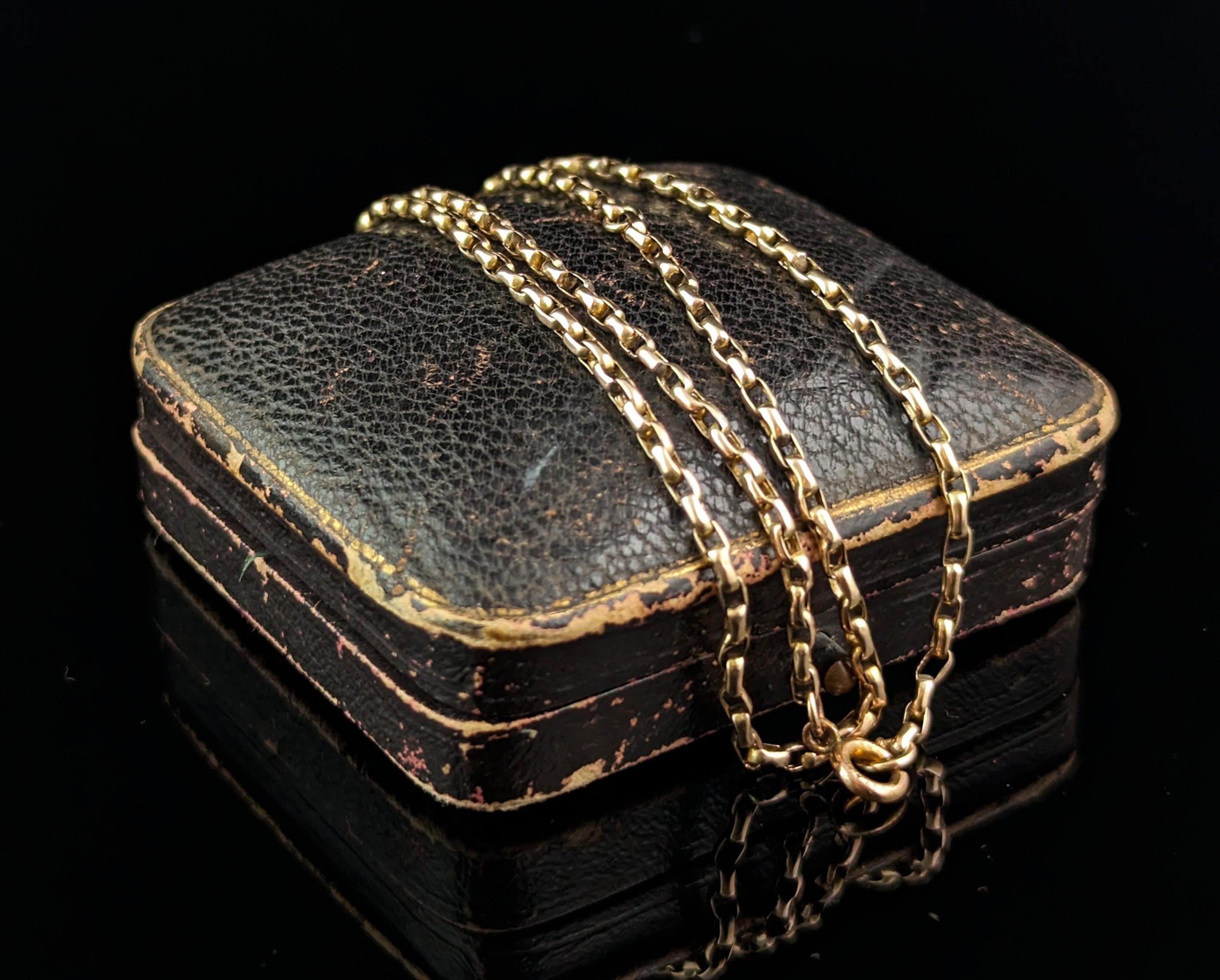 Antique 9k gold belcher link chain necklace  3