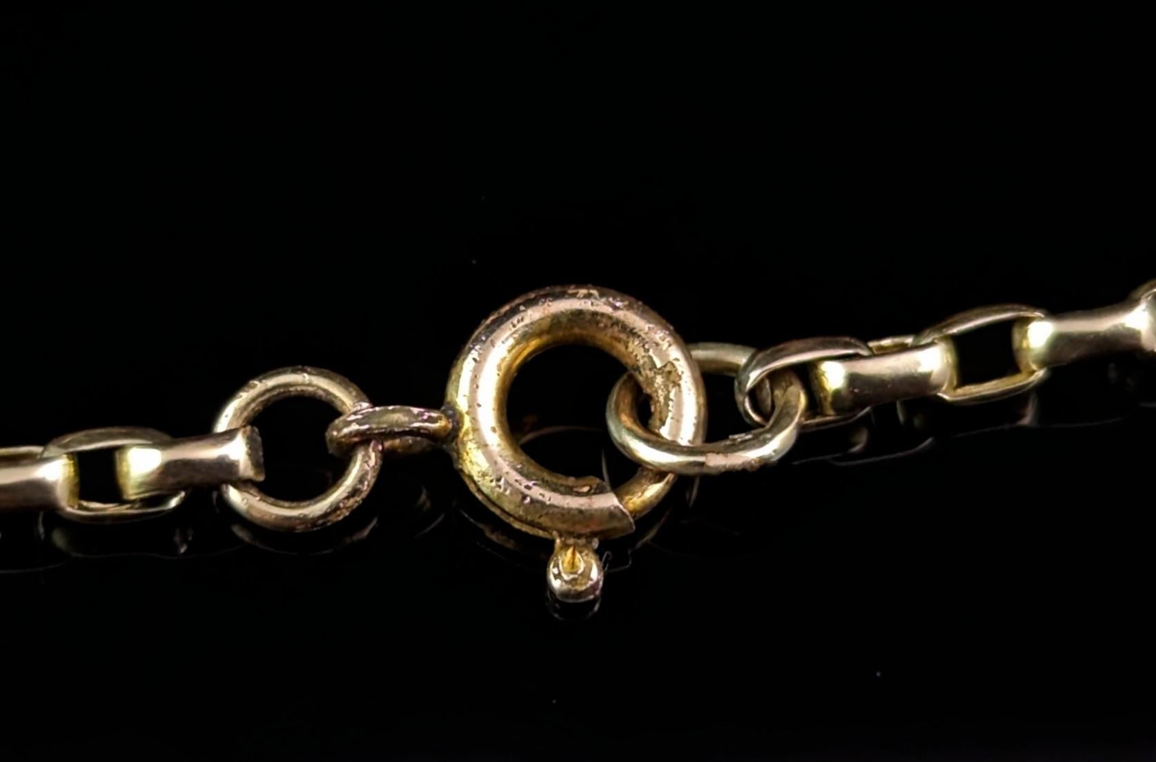 Antique 9k gold belcher link chain necklace  4