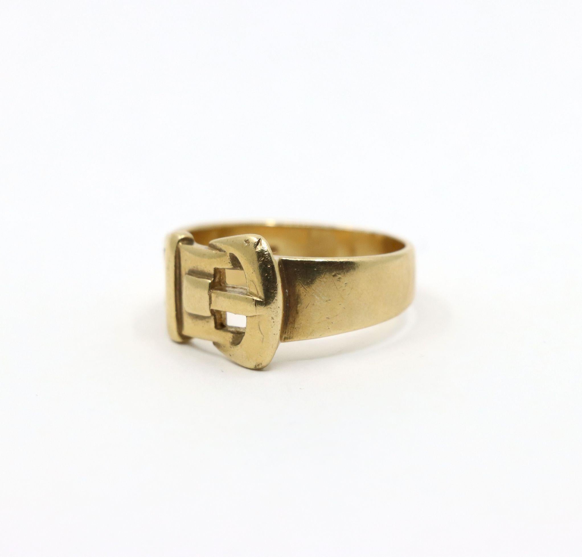 Antique 9K Gold Belt Ring In Good Condition In Flushing, NY