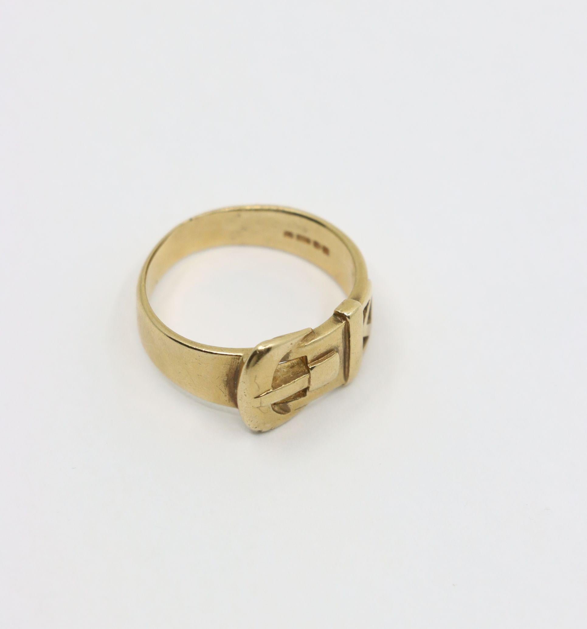 Antique 9K Gold Belt Ring 5