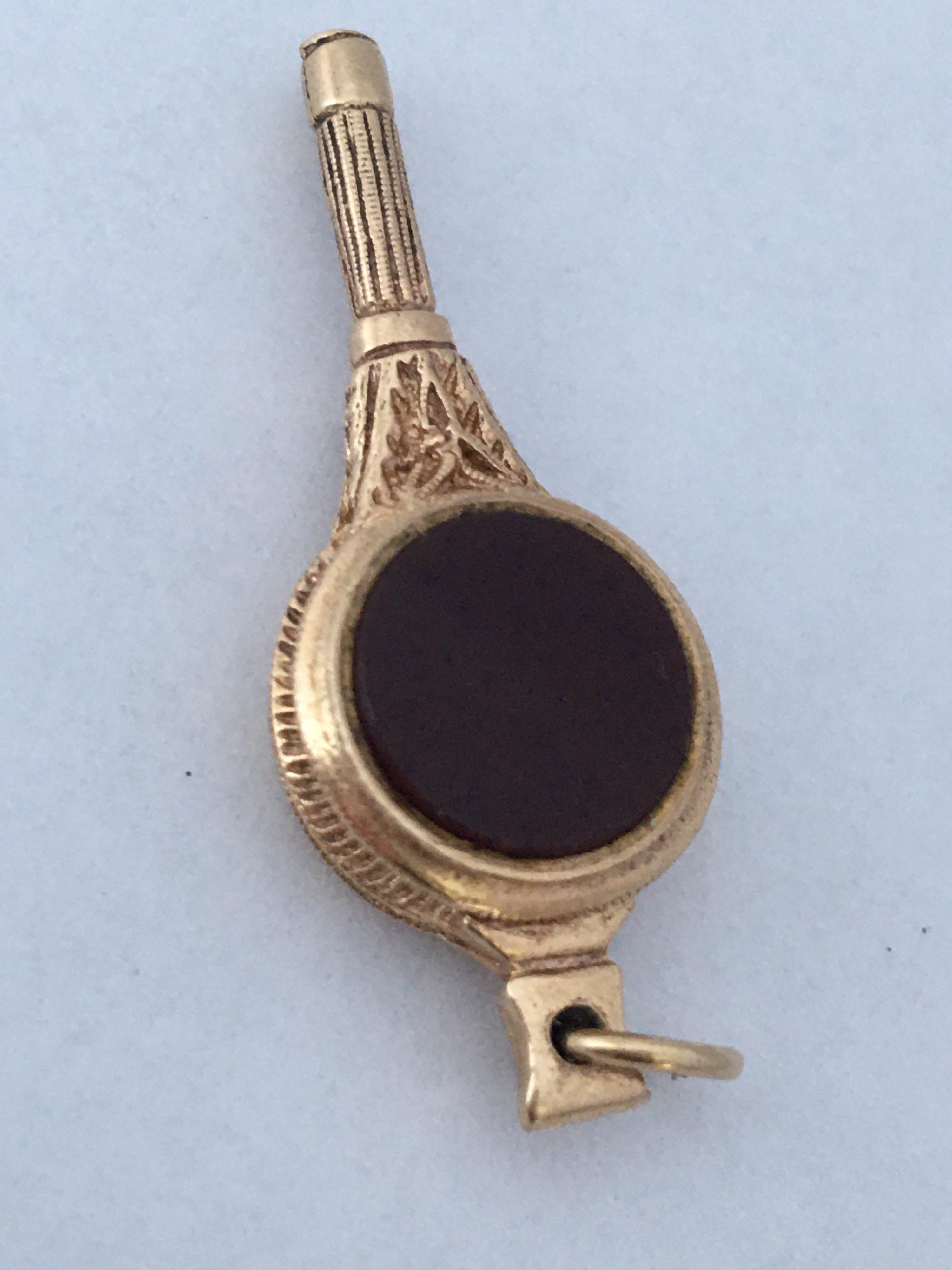 Antique 9 Karat Gold Carnelian and Bloodstone Pocket watch Fob / Pendant In Good Condition In Carlisle, GB