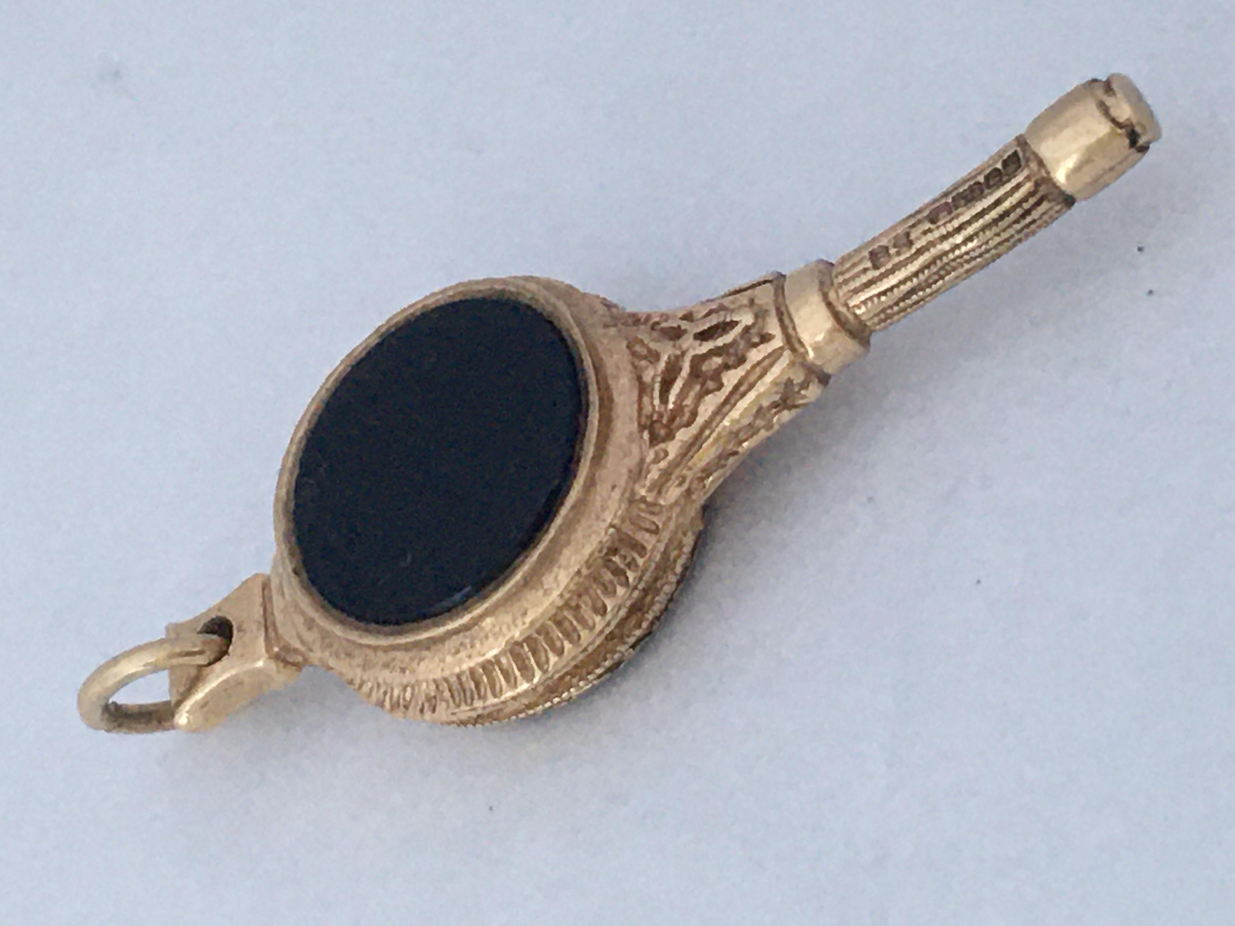 Women's or Men's Antique 9 Karat Gold Carnelian and Bloodstone Pocket watch Fob / Pendant