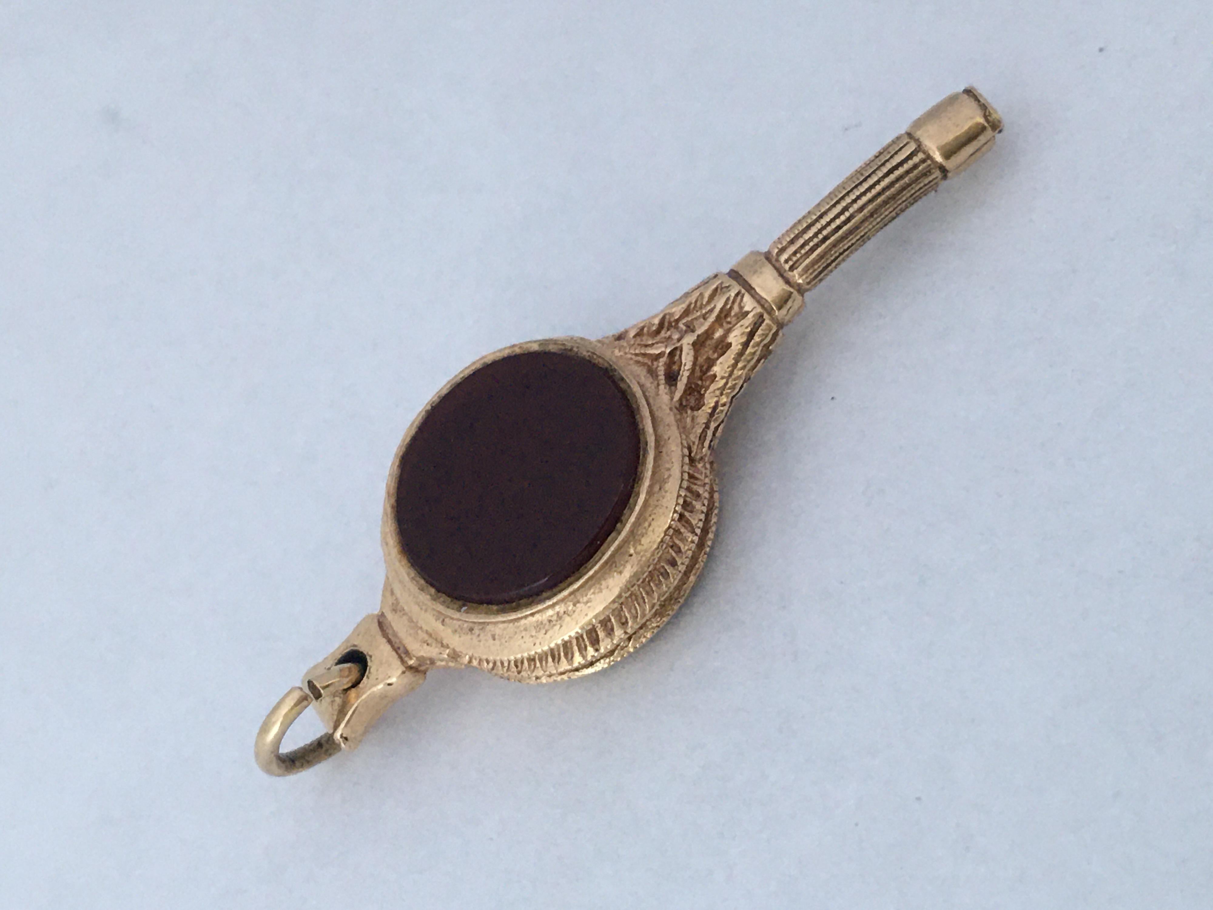 Antique 9 Karat Gold Carnelian and Bloodstone Pocket watch Fob / Pendant 2