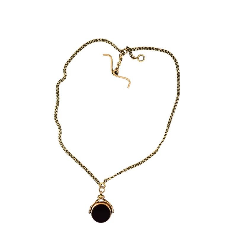 Ciondolo antico in oro 9k con corniola e pietra sanguigna  Collana a catena in oro 14k in vendita 3