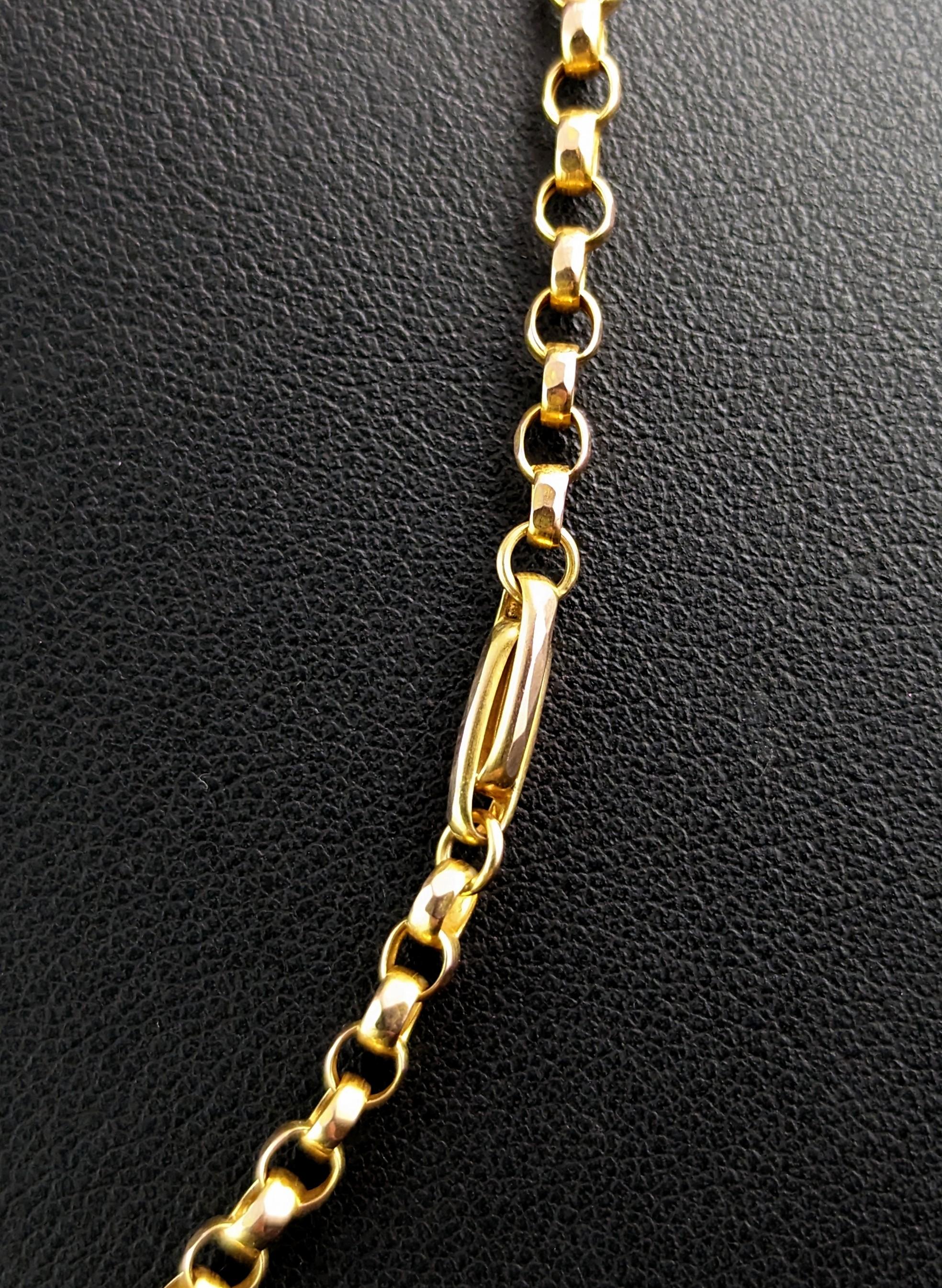 Antique 9k Gold Chain Necklace, Fancy Link, Edwardian 6