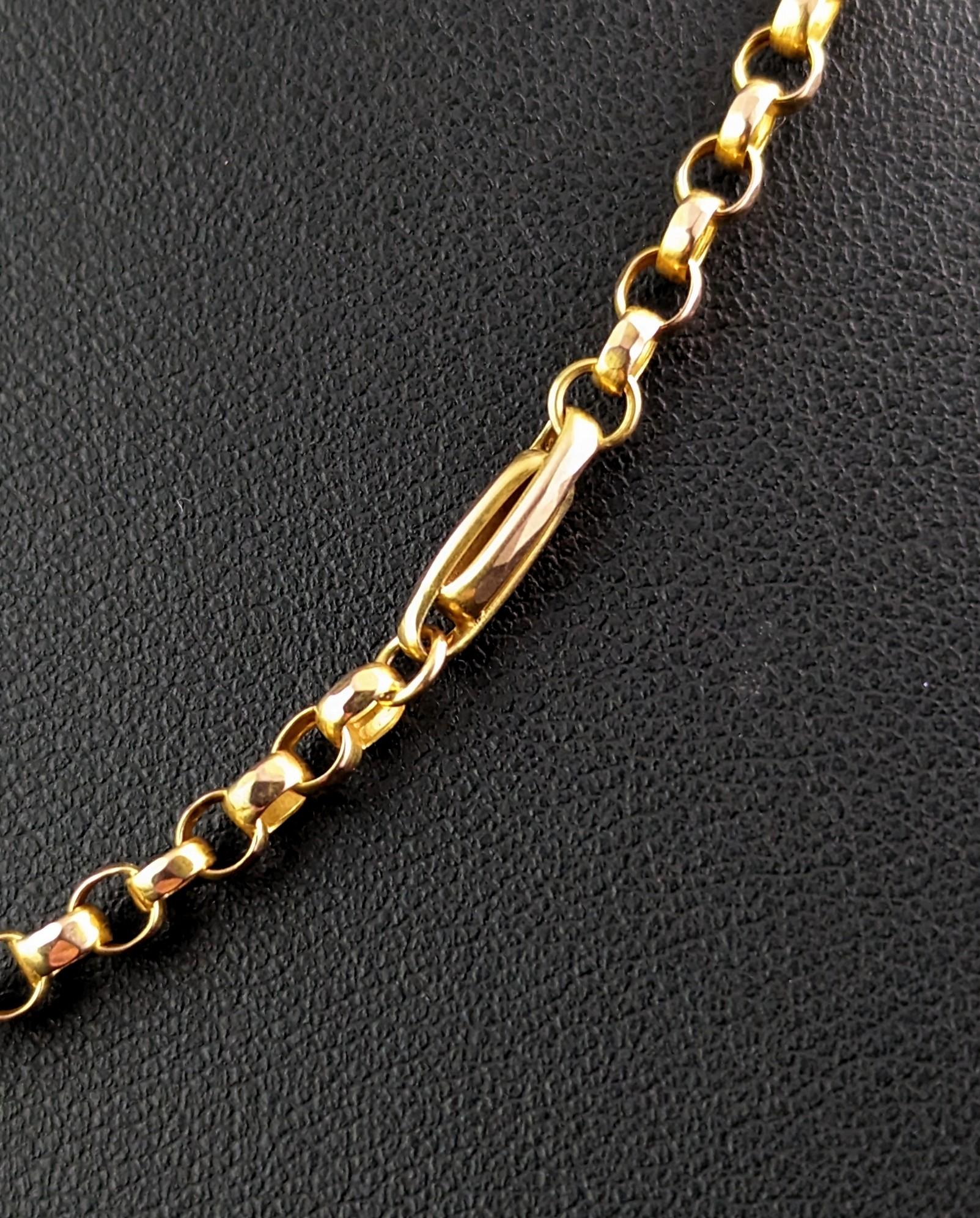Antique 9k Gold Chain Necklace, Fancy Link, Edwardian 7