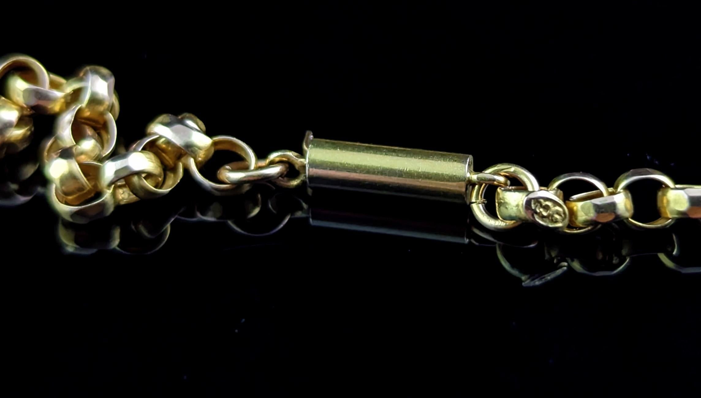 Antique 9k Gold Chain Necklace, Fancy Link, Edwardian 3