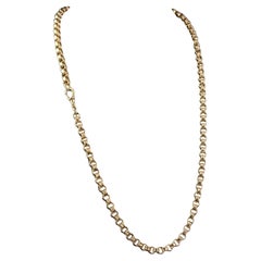 Antike 9k Gold klobige Rollen-Gliederkette Halskette, viktorianisch, Forget me not 