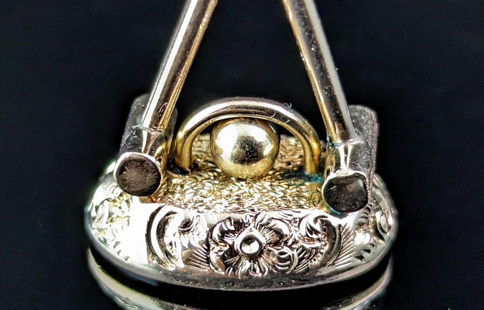 Antique 9k gold Croquet seal fob pendant, Carnelian  For Sale 1