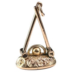 Used 9k gold Croquet seal fob pendant, Carnelian 