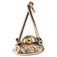 Colgante antiguo de lengüeta con sello de Croquet de oro de 9 quilates, Cornalina