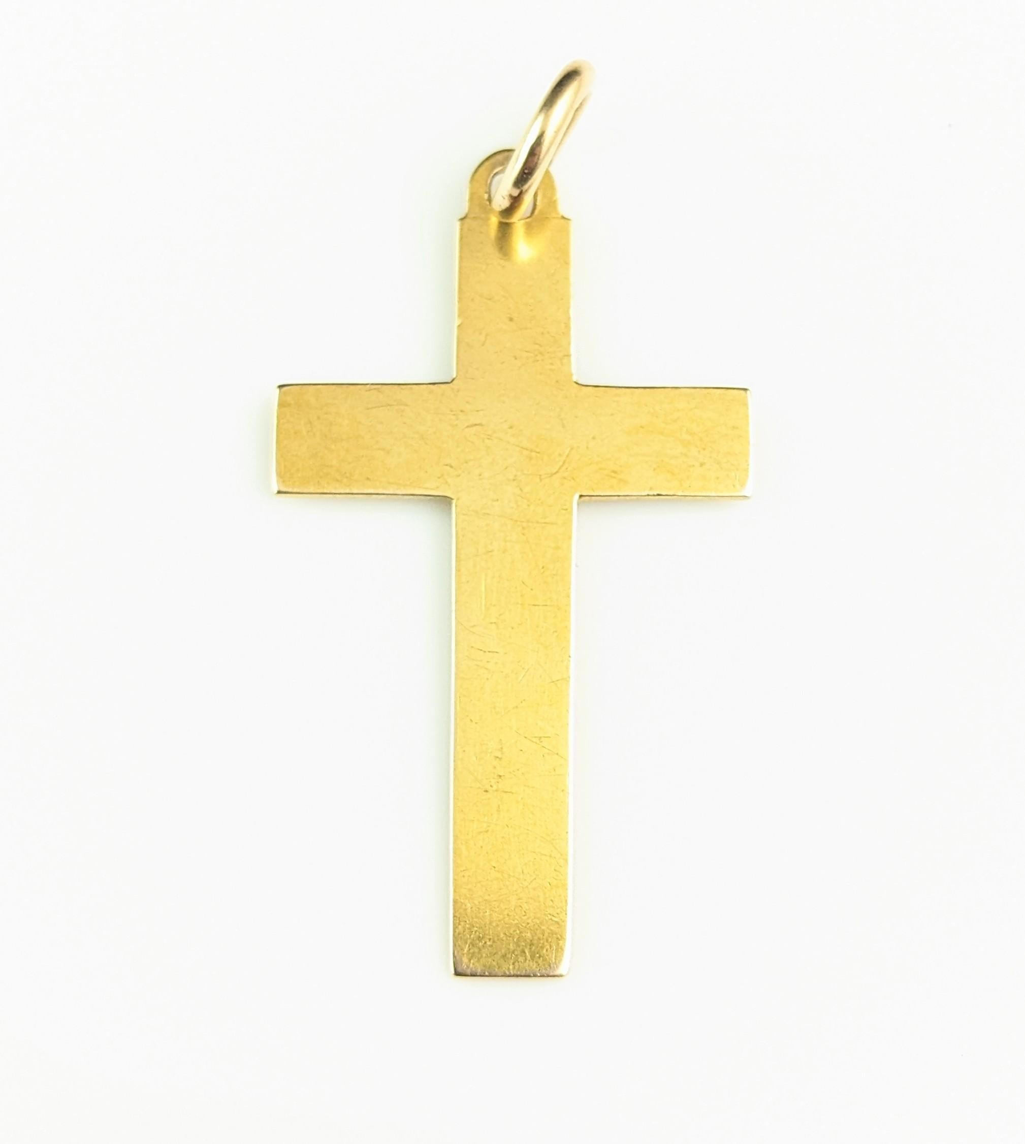 Antique 9k gold cross pendant, Victorian, engraved  For Sale 6