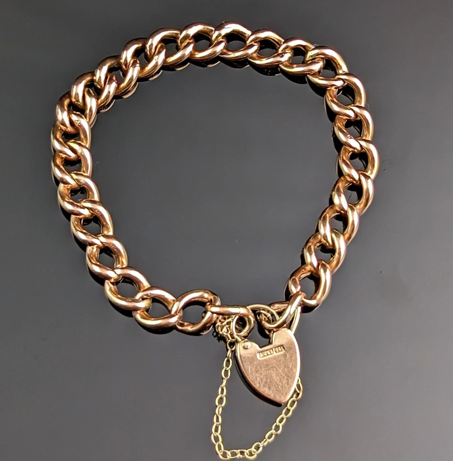 Antique 9k Gold Curb Link Bracelet, Edwardian, Day to Night 5