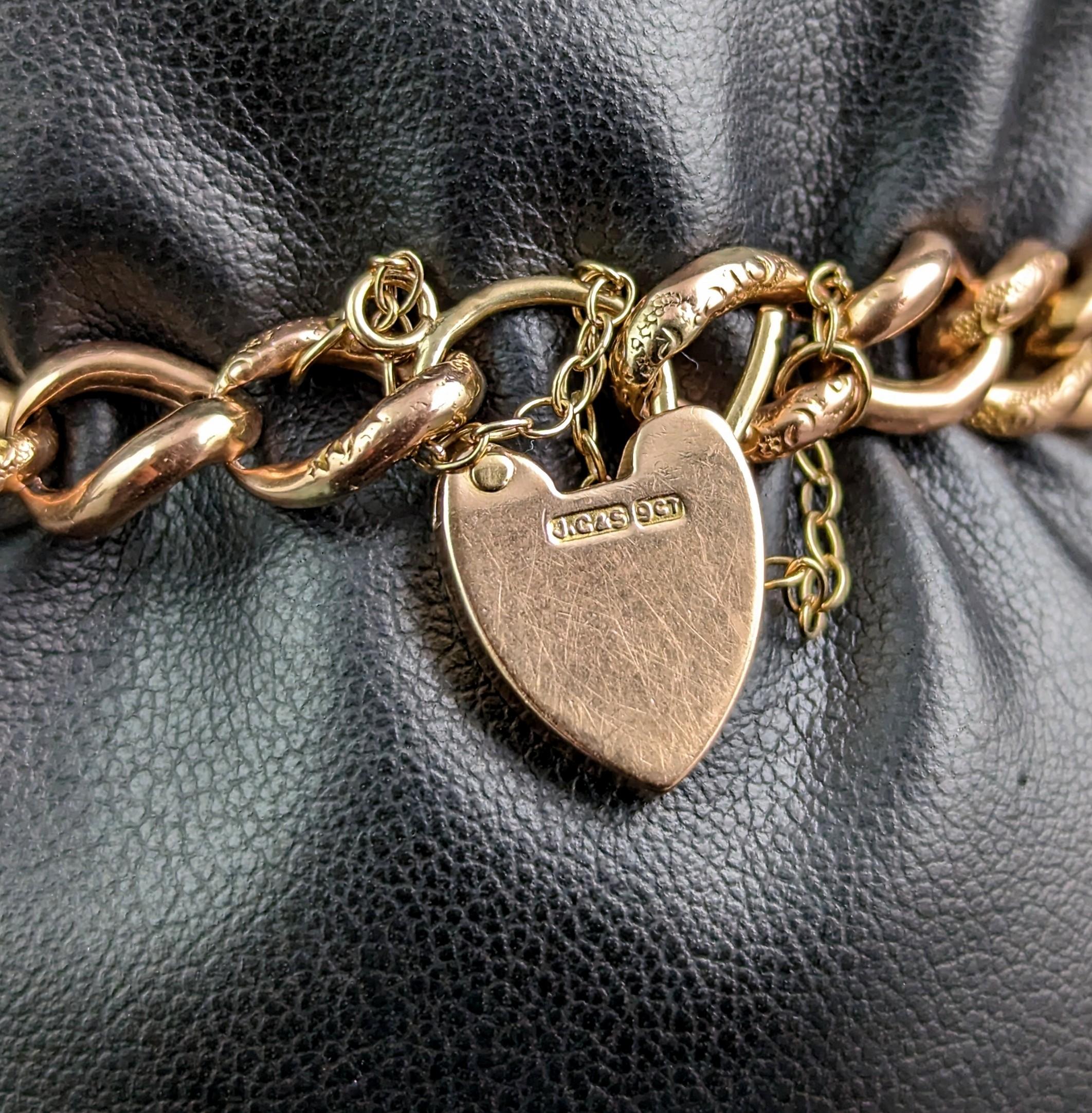 Antique 9k Gold Curb Link Bracelet, Edwardian, Day to Night 1