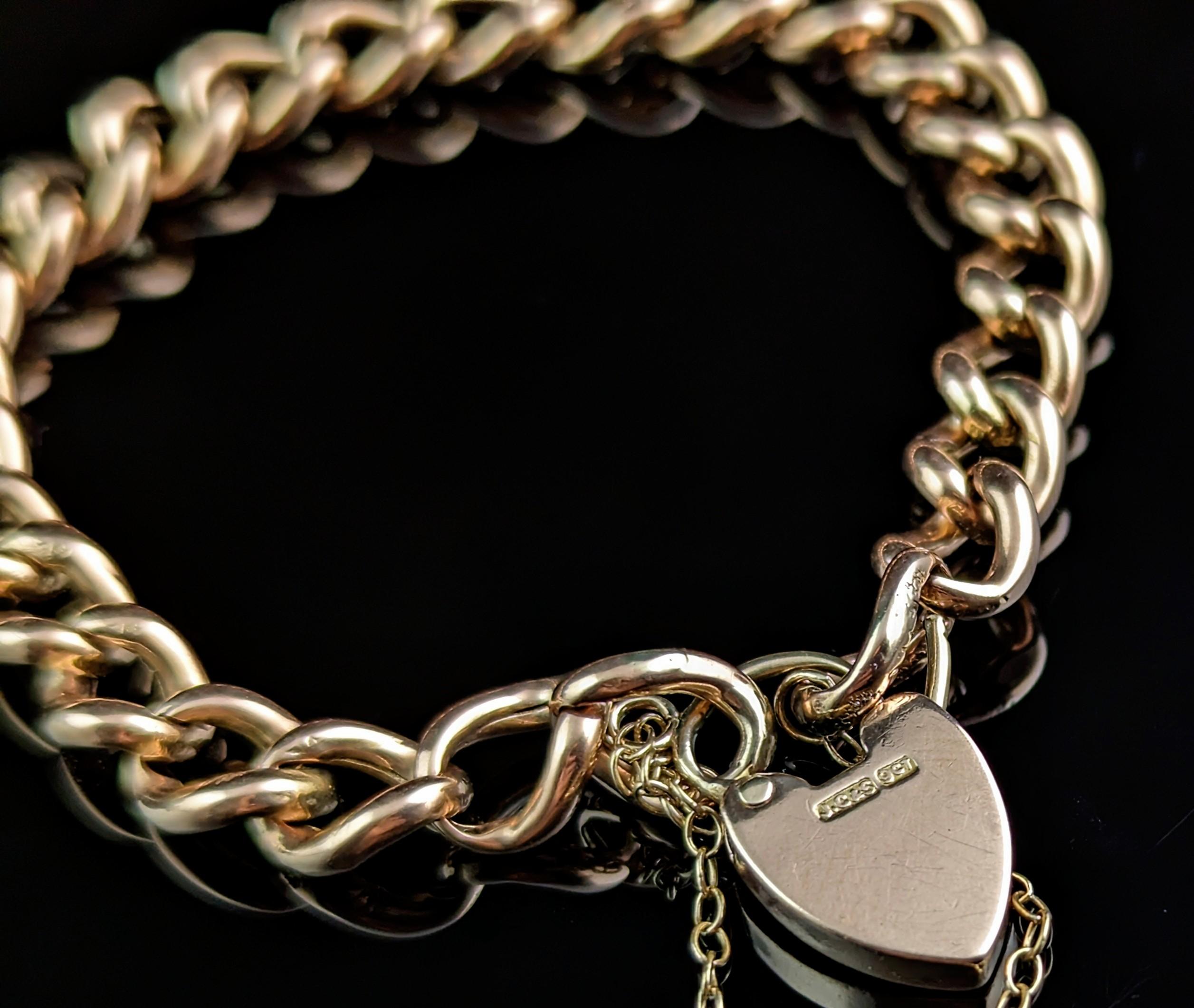 Antique 9k Gold Curb Link Bracelet, Edwardian, Day to Night 4