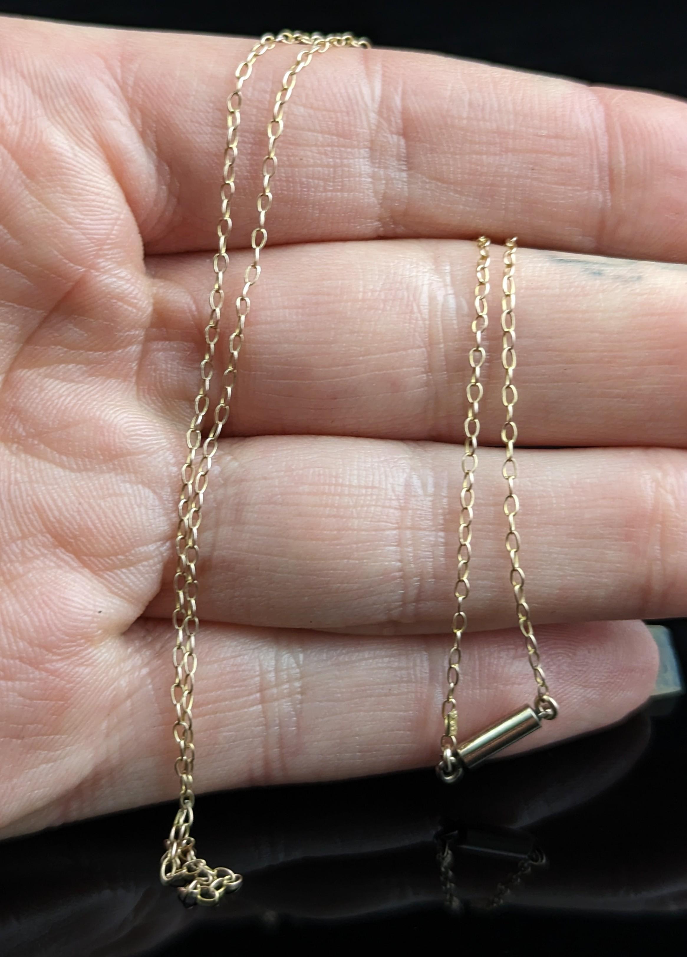Antique 9k Gold Dainty Trace Link Chain Necklace, Edwardian 6