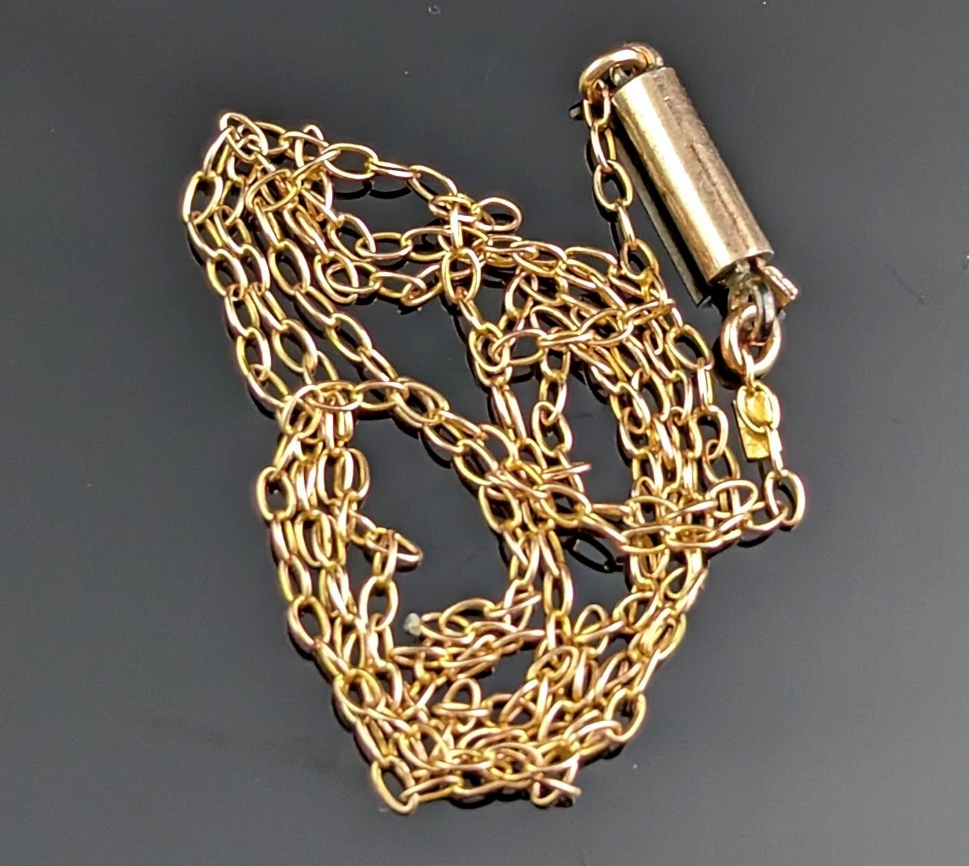 Antique 9k Gold Dainty Trace Link Chain Necklace, Edwardian 9