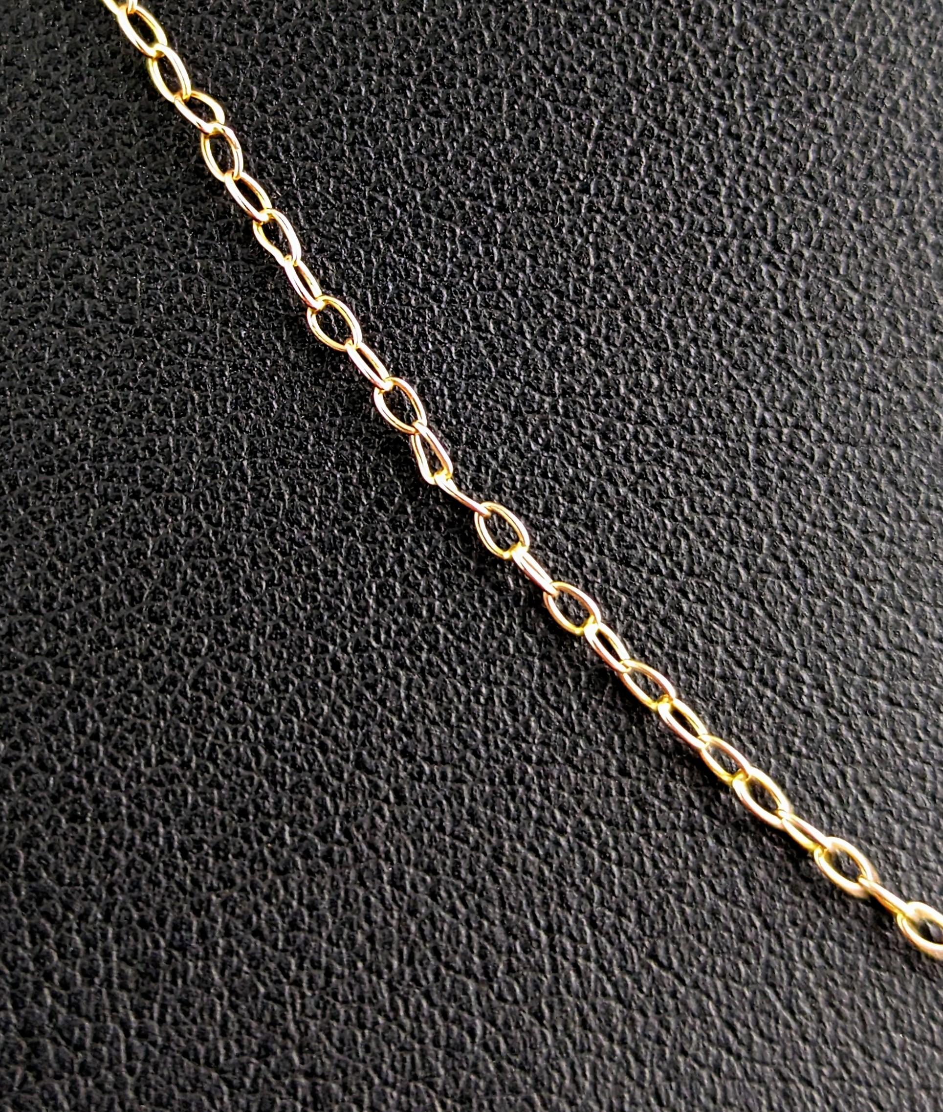 Antique 9k Gold Dainty Trace Link Chain Necklace, Edwardian 1
