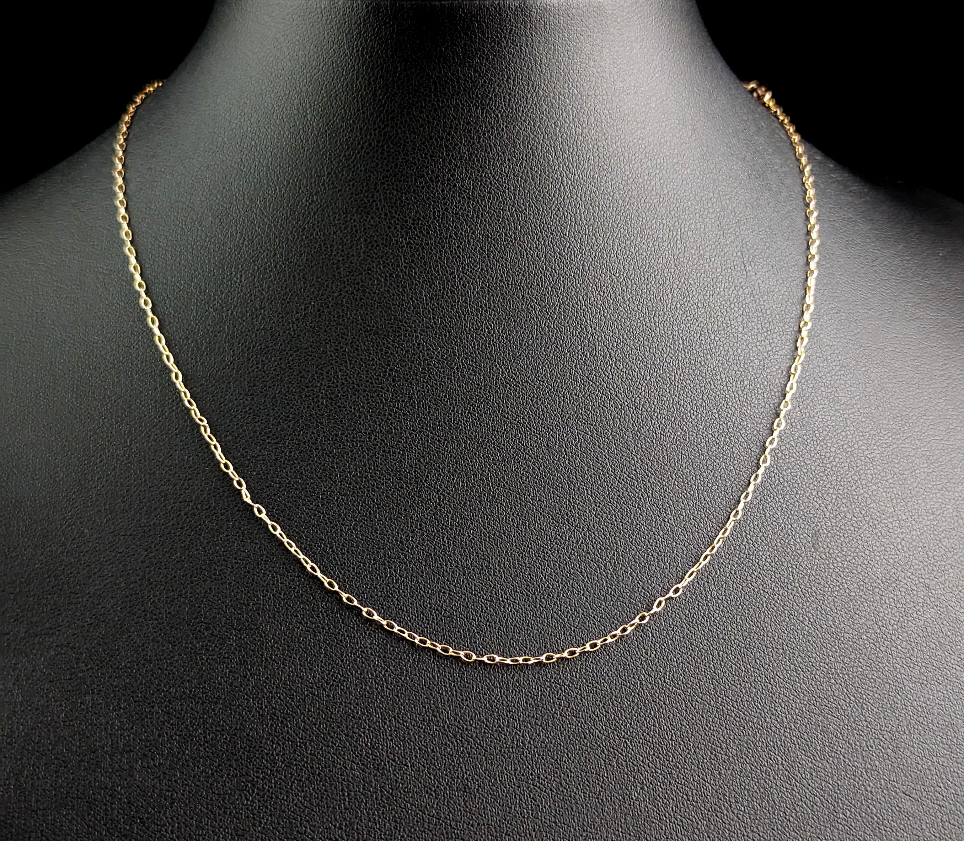 Antique 9k Gold Dainty Trace Link Chain Necklace, Edwardian 2