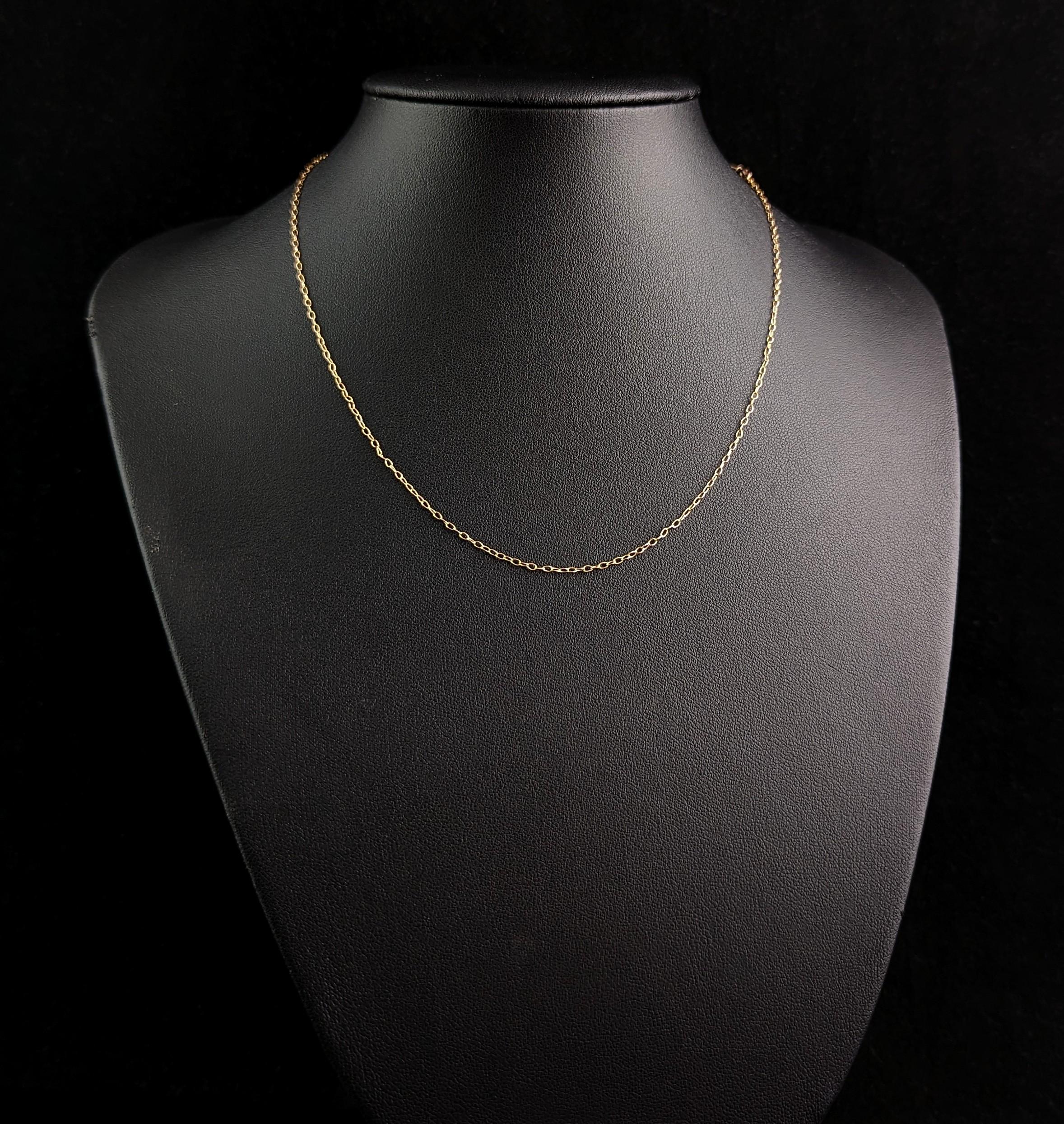 Antique 9k Gold Dainty Trace Link Chain Necklace, Edwardian 3